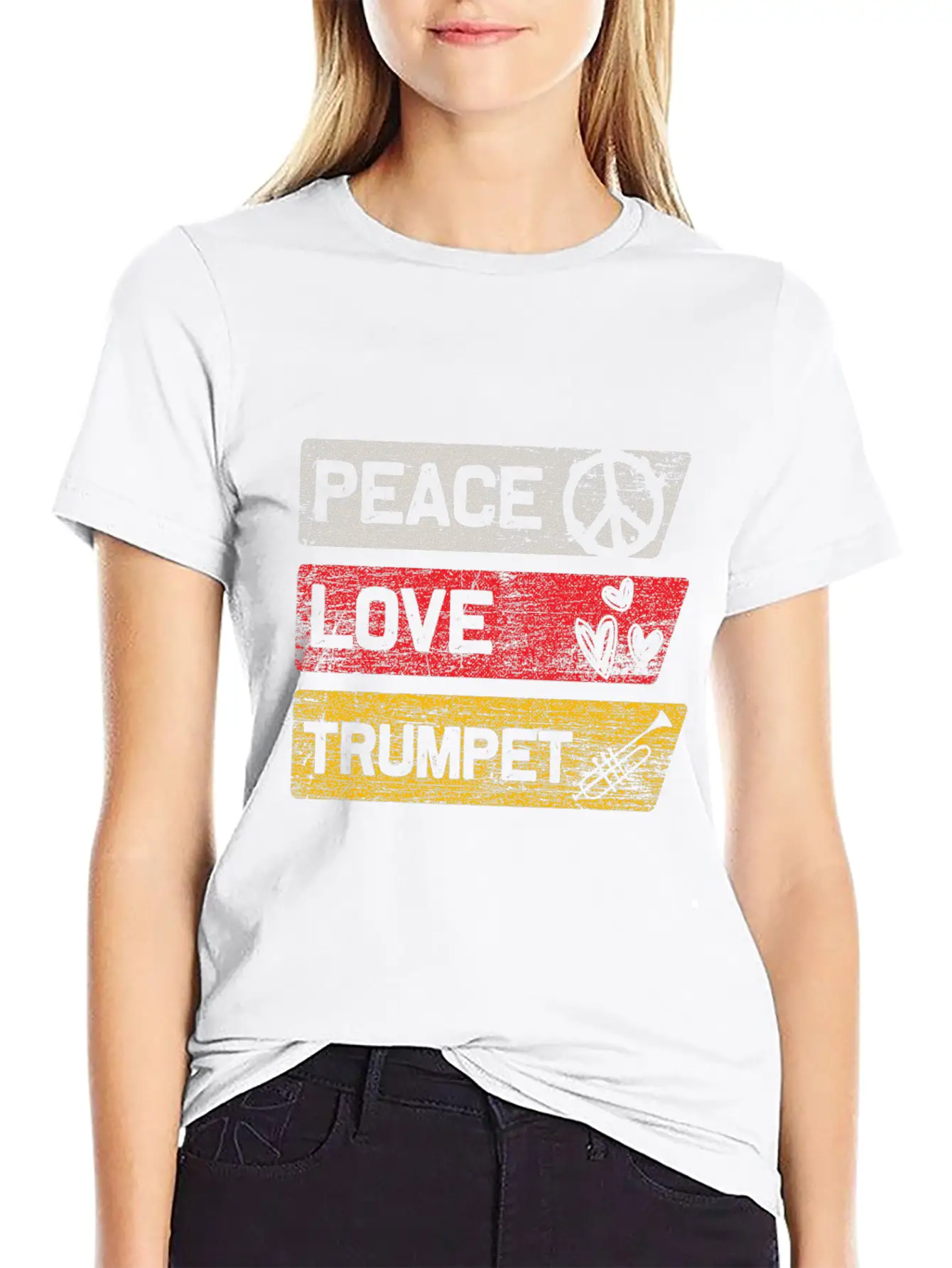 Peace Love Trumpet Lightweight Cotton T-Shirt – Daily Comfort Graphic Shirt
