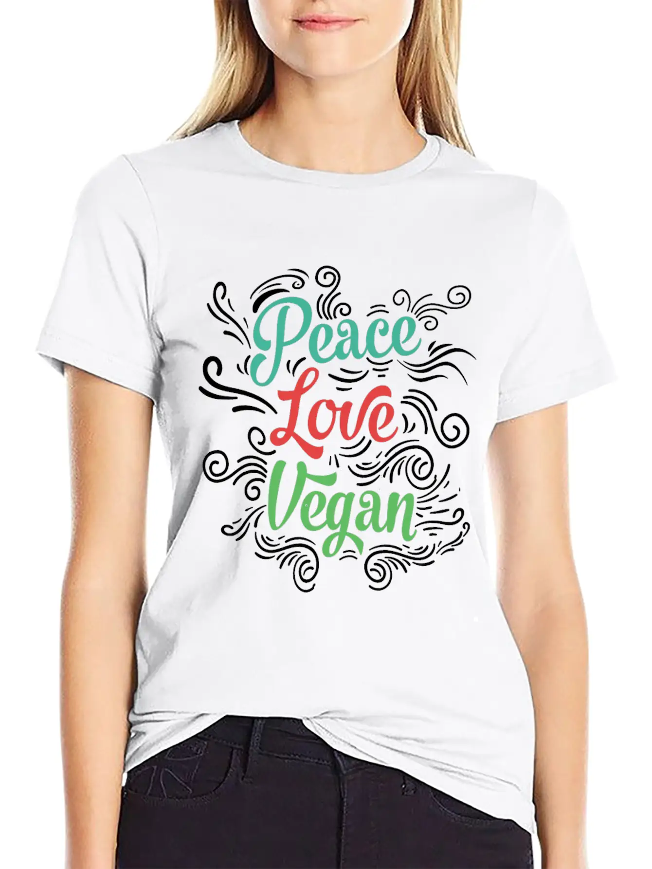 Peace Love Vegan Unisex Casual T-Shirt – Clean Design For Daily Comfort