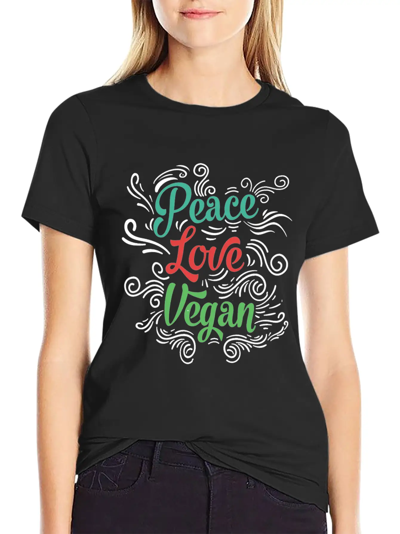 Peace Love Vegan Unisex Casual T-Shirt – Clean Design For Daily Comfort