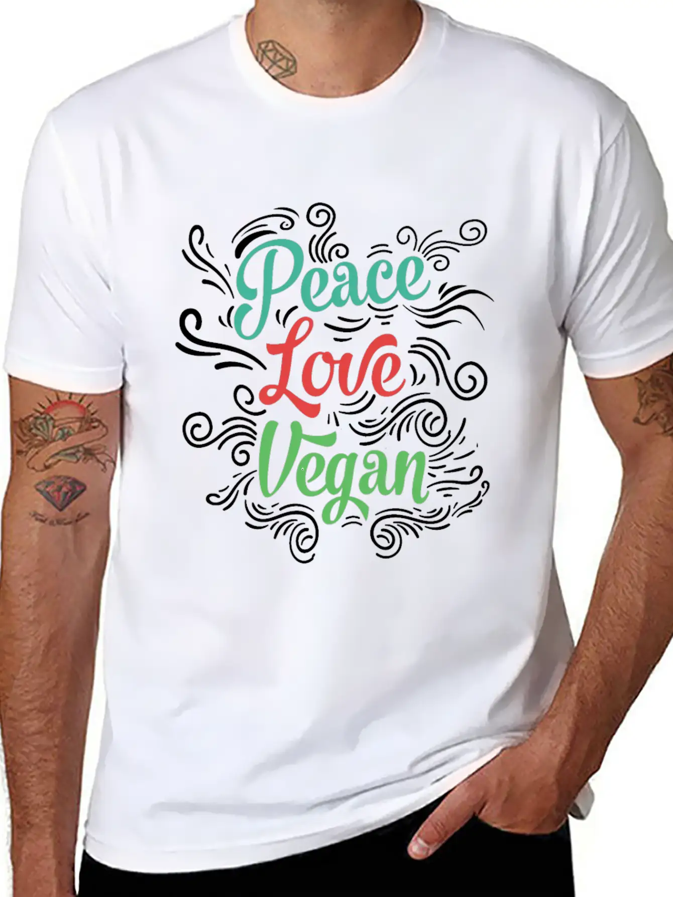 Peace Love Vegan Unisex Casual T-Shirt – Clean Design For Daily Comfort