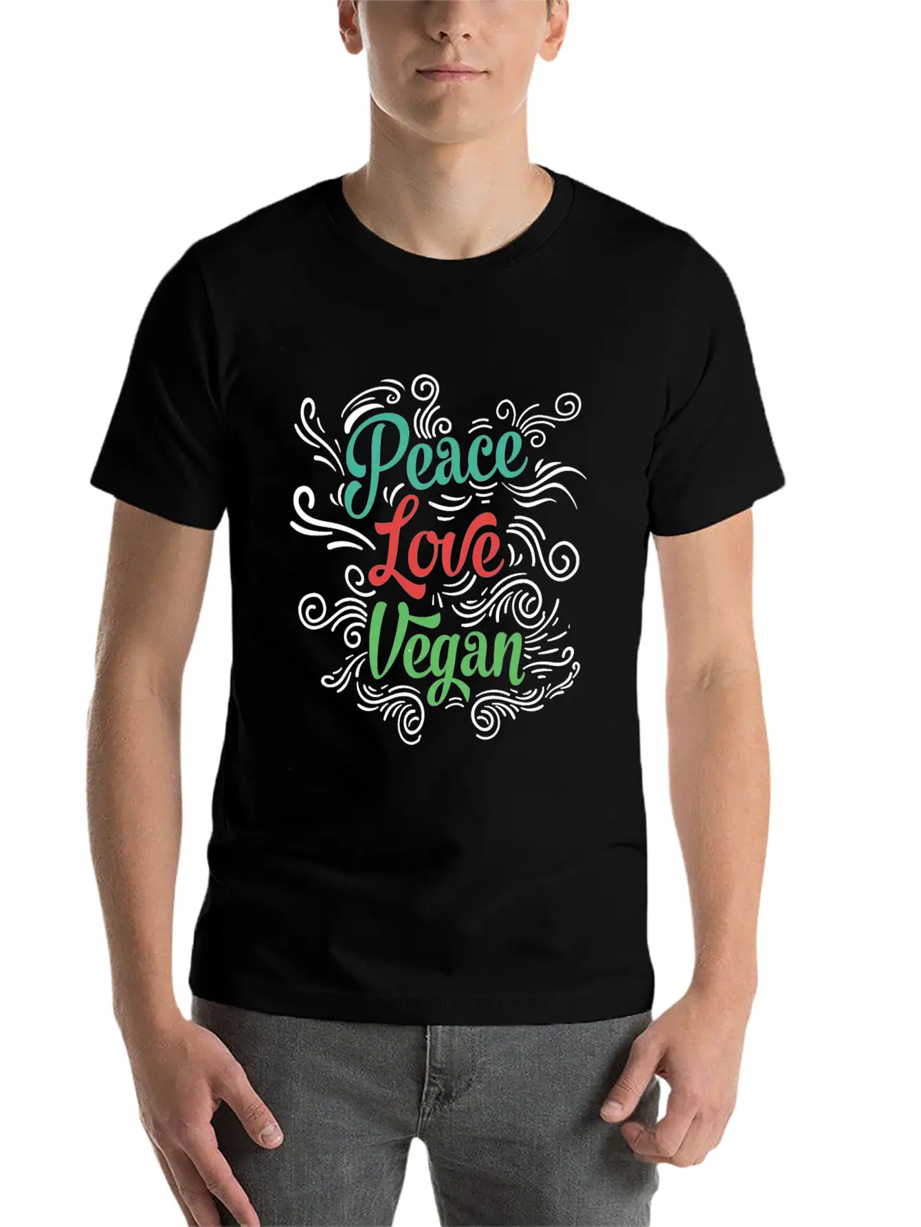 Peace Love Vegan Unisex Casual T-Shirt – Clean Design For Daily Comfort