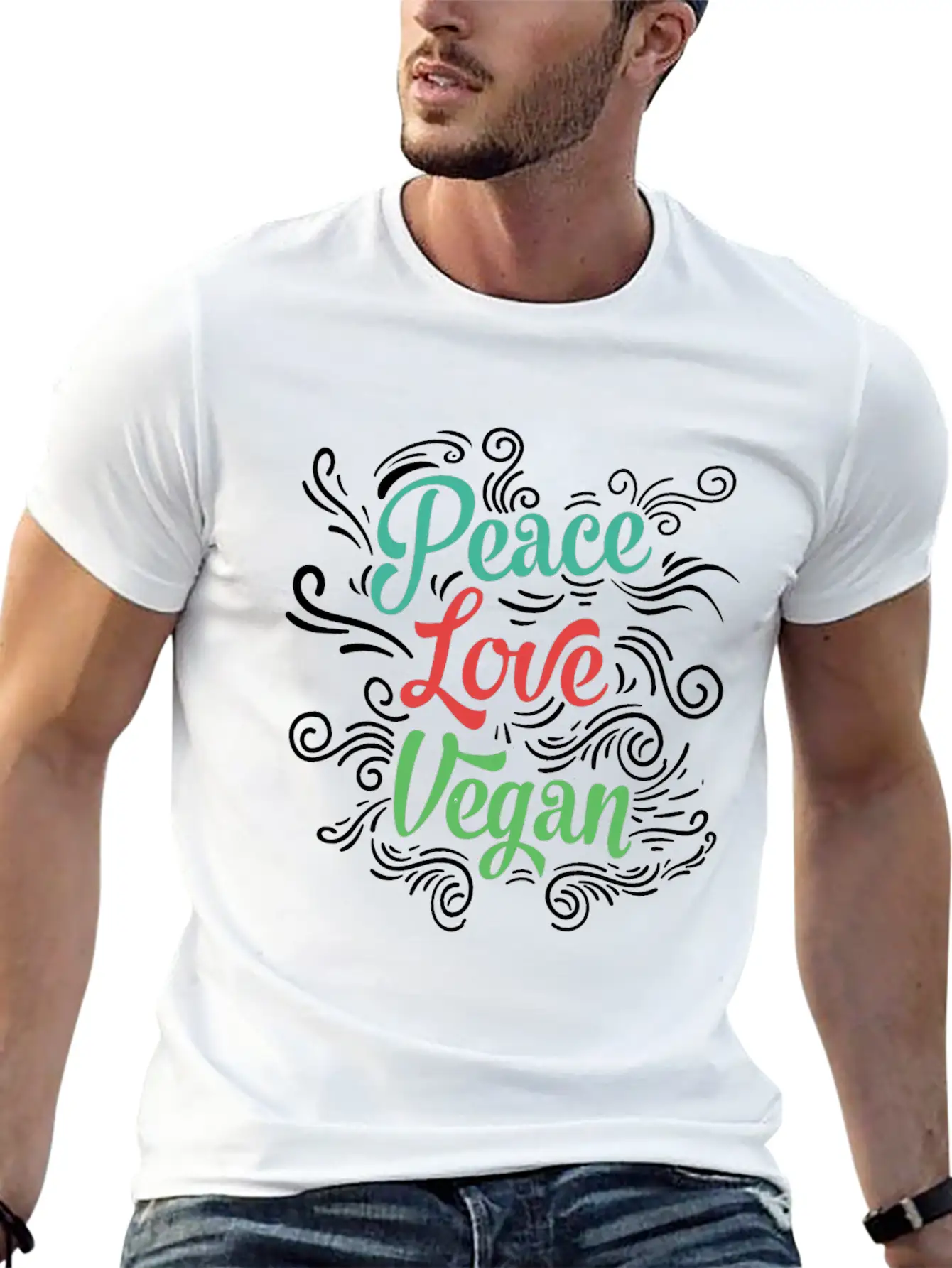 Peace Love Vegan Unisex Casual T-Shirt – Clean Design For Daily Comfort