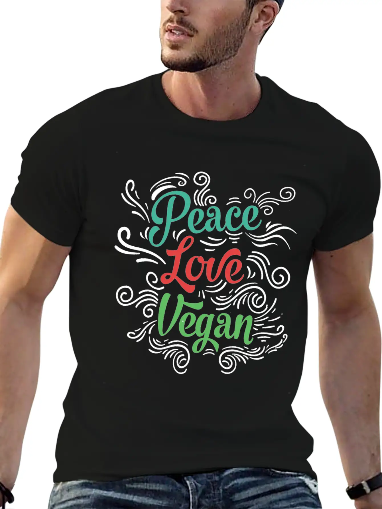 Peace Love Vegan Unisex Casual T-Shirt – Clean Design For Daily Comfort
