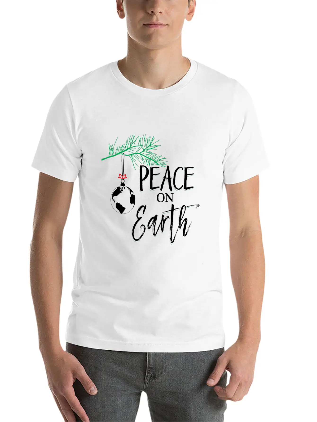 Peace On Earth Peaceful Christian Christmas Stylish Everyday T-Shirt – Unisex Basic Cotton Tee