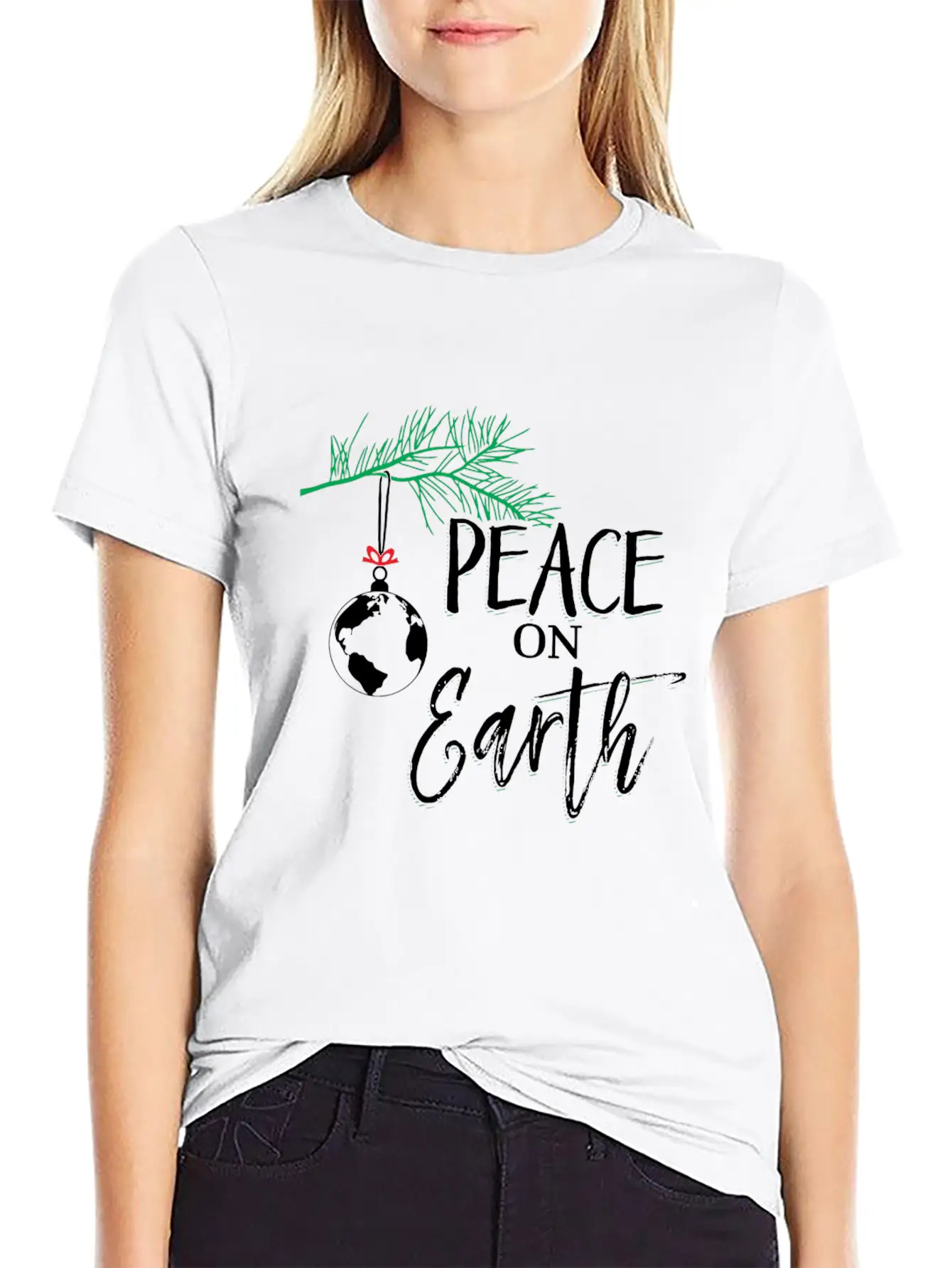 Peace On Earth Peaceful Christian Christmas Stylish Everyday T-Shirt – Unisex Basic Cotton Tee