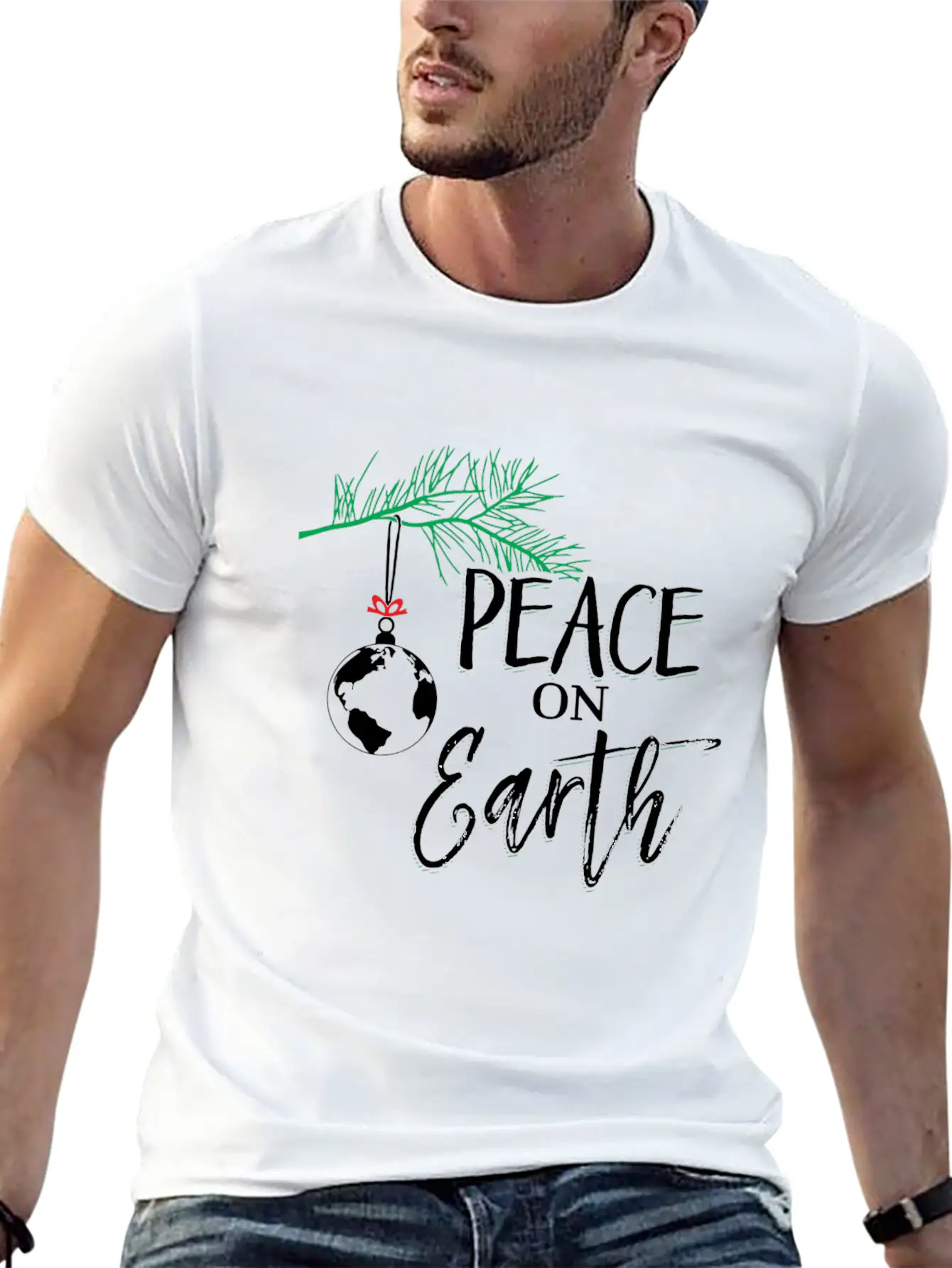 Peace On Earth Peaceful Christian Christmas Stylish Everyday T-Shirt – Unisex Basic Cotton Tee