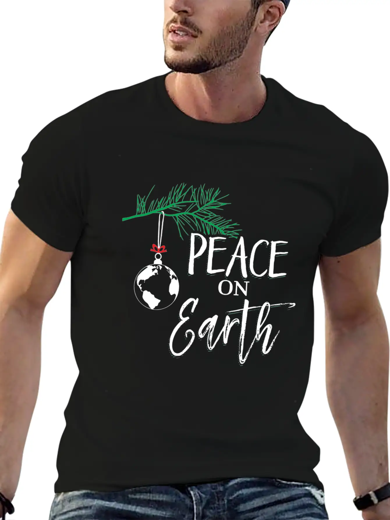 Peace On Earth Peaceful Christian Christmas Stylish Everyday T-Shirt – Unisex Basic Cotton Tee