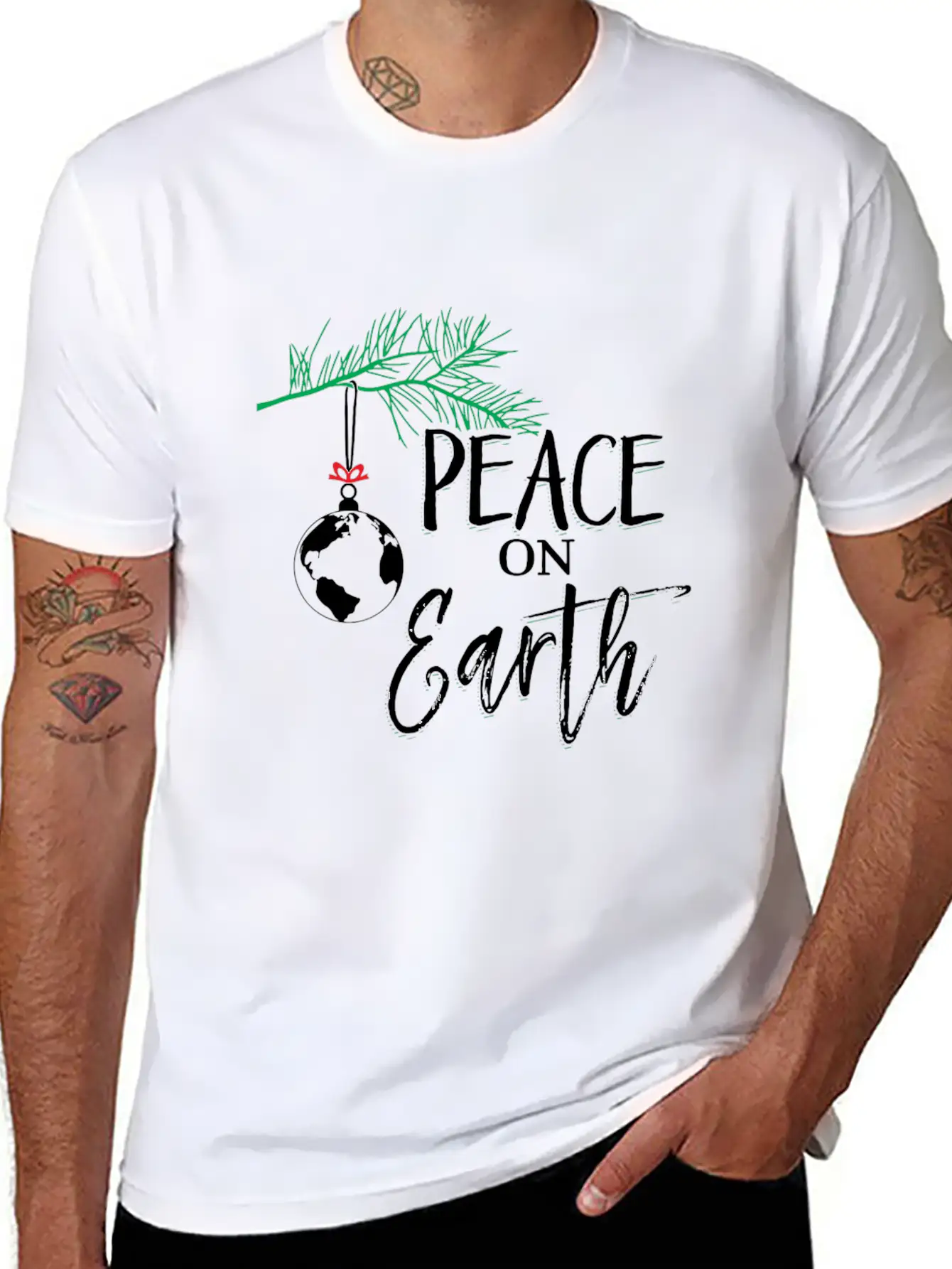 Peace On Earth Peaceful Christian Christmas Stylish Everyday T-Shirt – Unisex Basic Cotton Tee