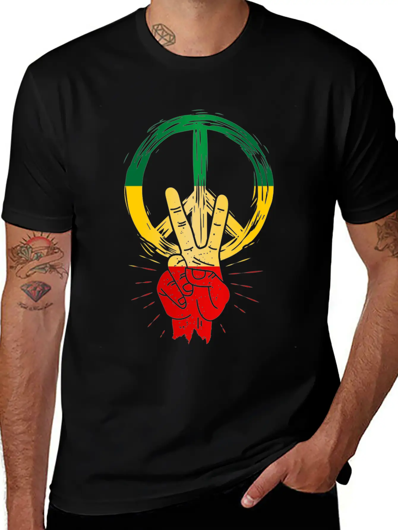 Peace Reggae Love Jamaica Rasta Music Lightweight Cotton T-Shirt – Daily Comfort Graphic Shirt