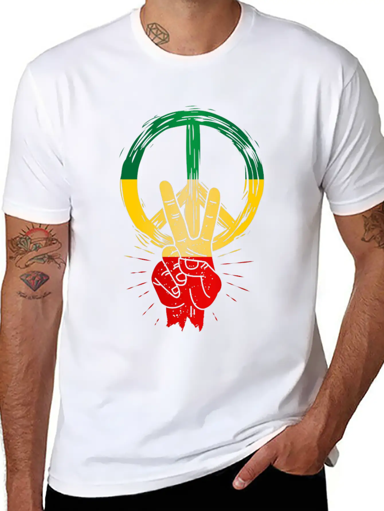 Peace Reggae Love Jamaica Rasta Music Lightweight Cotton T-Shirt – Daily Comfort Graphic Shirt