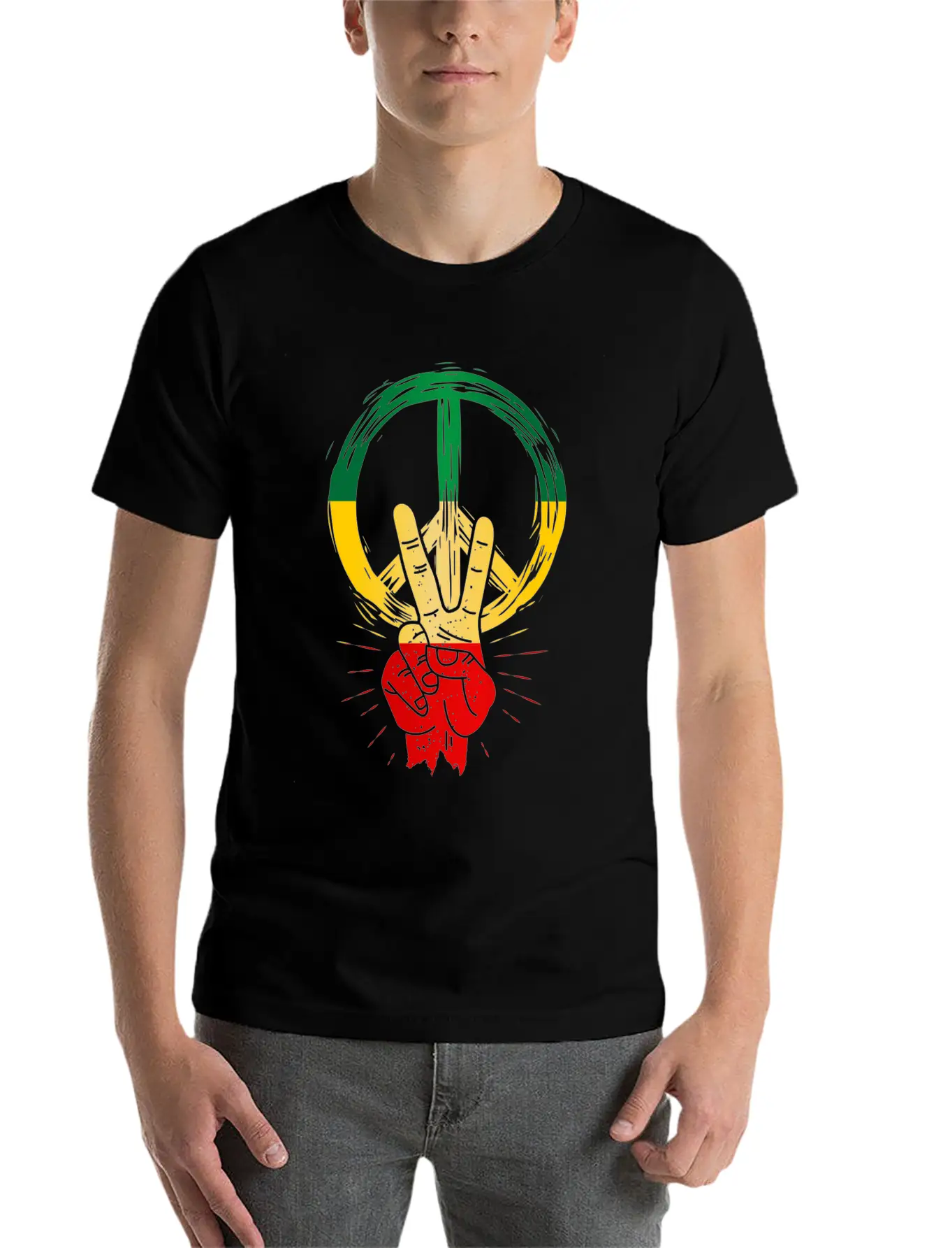 Peace Reggae Love Jamaica Rasta Music Lightweight Cotton T-Shirt – Daily Comfort Graphic Shirt