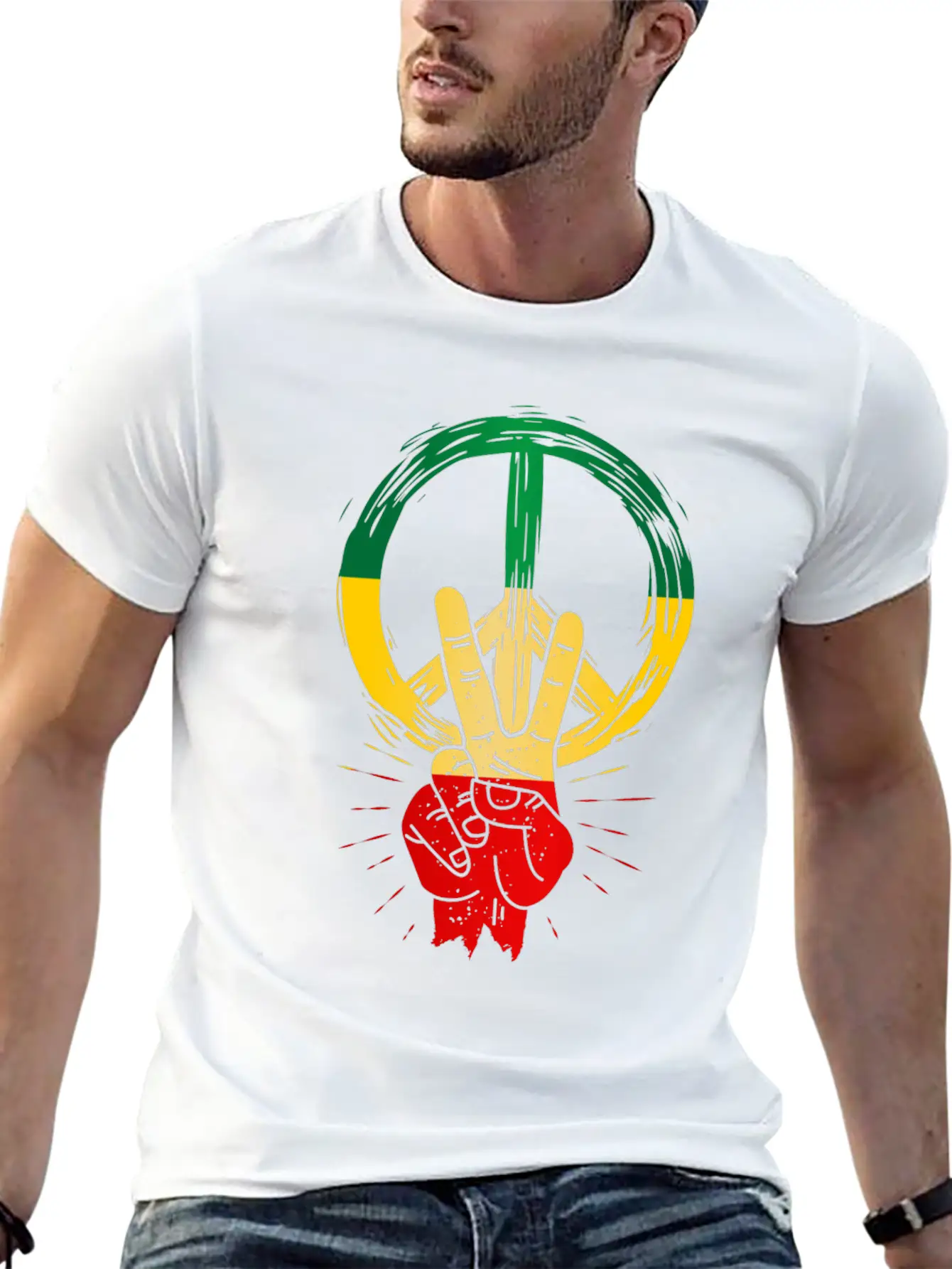 Peace Reggae Love Jamaica Rasta Music Lightweight Cotton T-Shirt – Daily Comfort Graphic Shirt