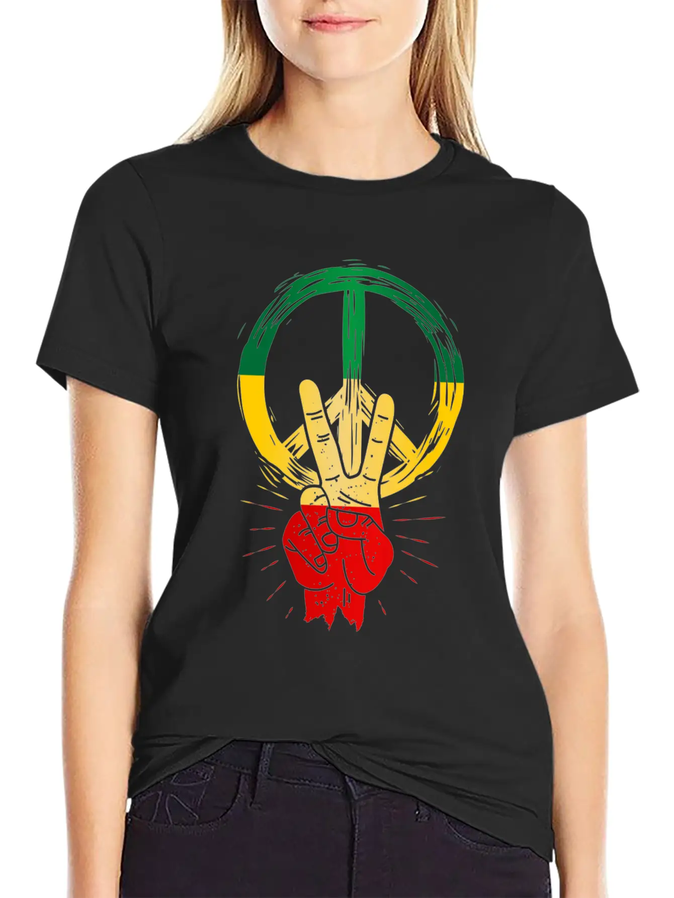 Peace Reggae Love Jamaica Rasta Music Lightweight Cotton T-Shirt – Daily Comfort Graphic Shirt