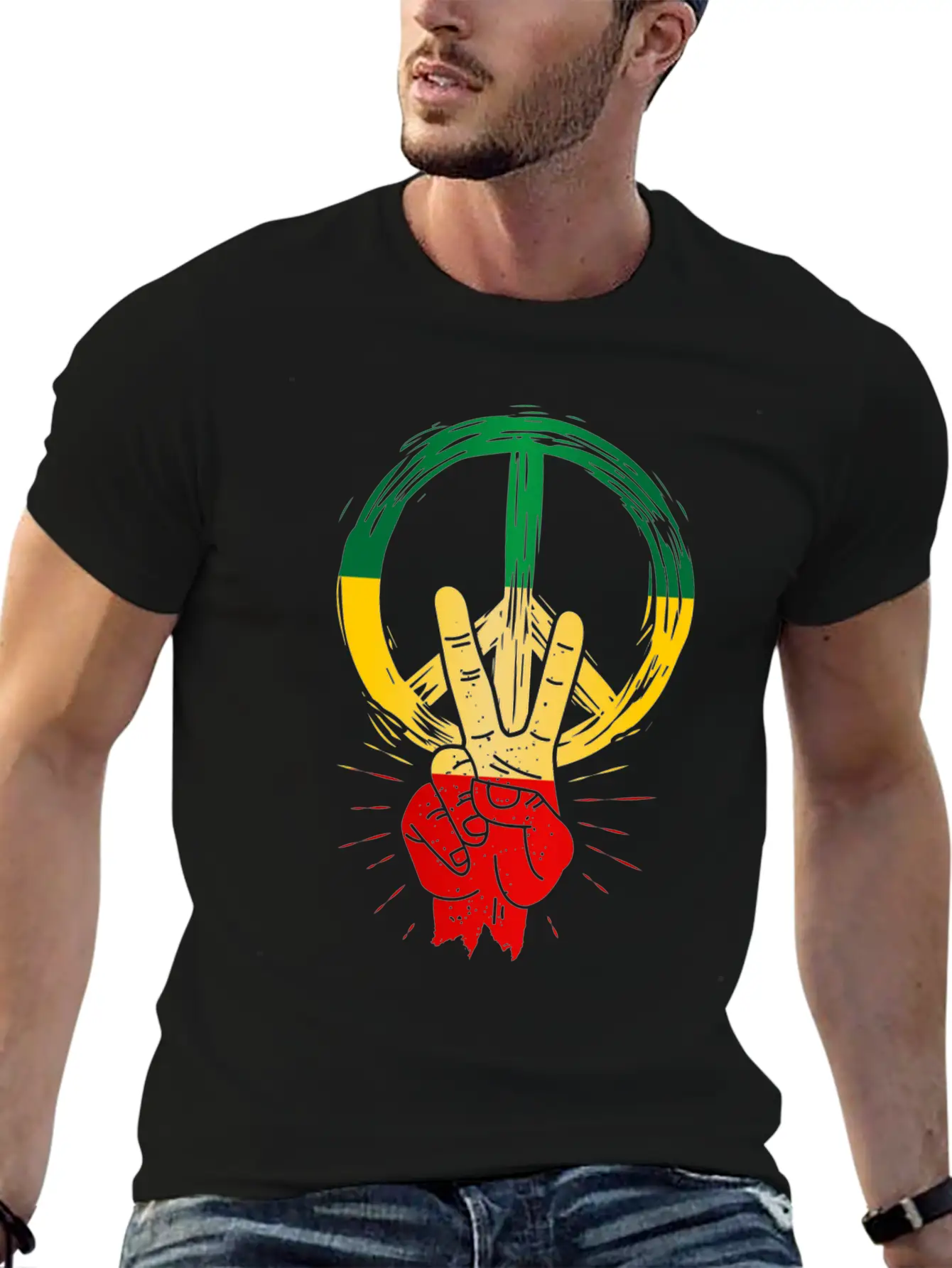 Peace Reggae Love Jamaica Rasta Music Lightweight Cotton T-Shirt – Daily Comfort Graphic Shirt