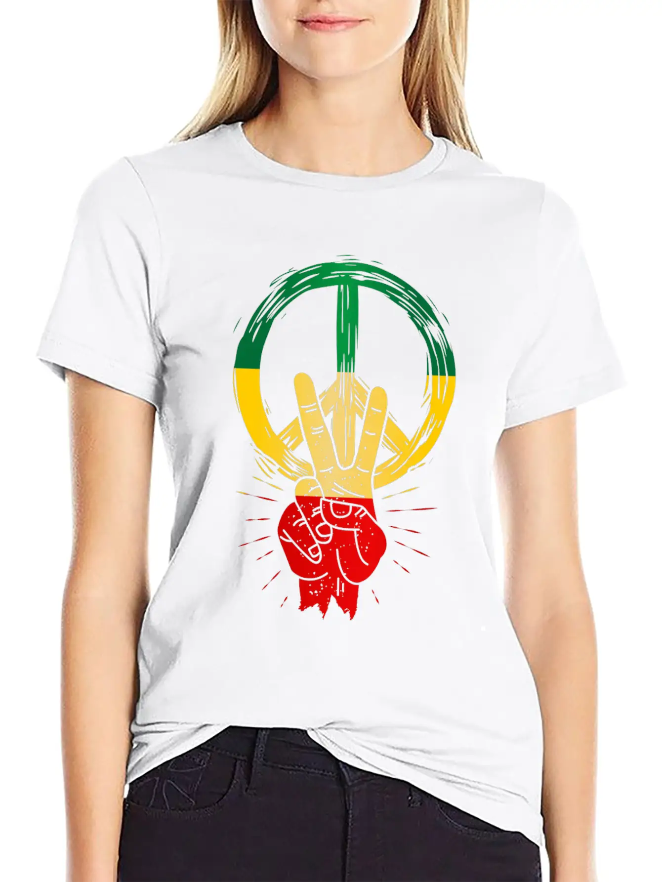 Peace Reggae Love Jamaica Rasta Music Lightweight Cotton T-Shirt – Daily Comfort Graphic Shirt