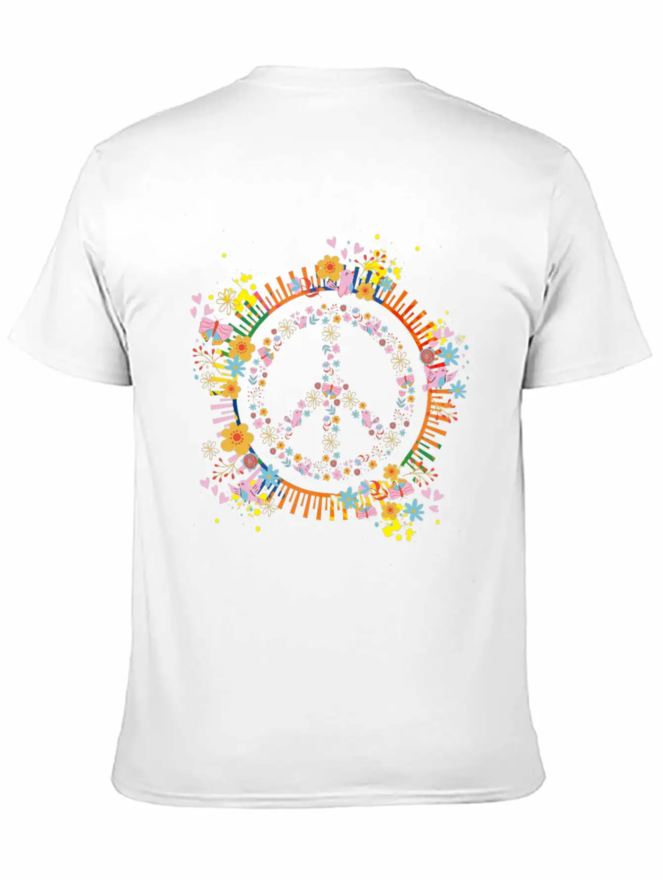 Peace Sign Flowers Girls Women Hippie Lightweight Cotton T-Shirt – Daily Comfort Graphic Shirt
