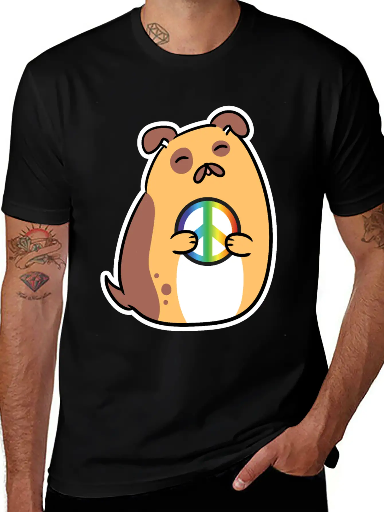 Peace Sign, Freedom, Cute Dog Relaxed Everyday Tee – Lightweight And Durable Cotton