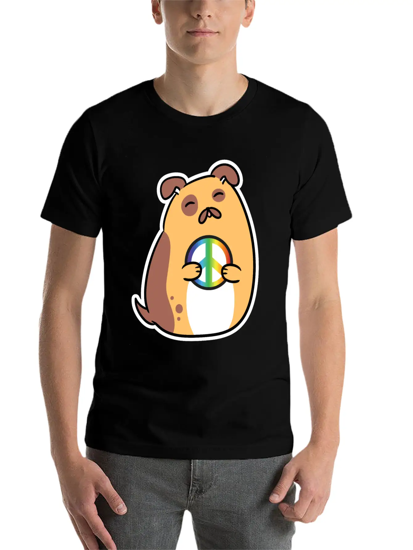 Peace Sign, Freedom, Cute Dog Relaxed Everyday Tee – Lightweight And Durable Cotton