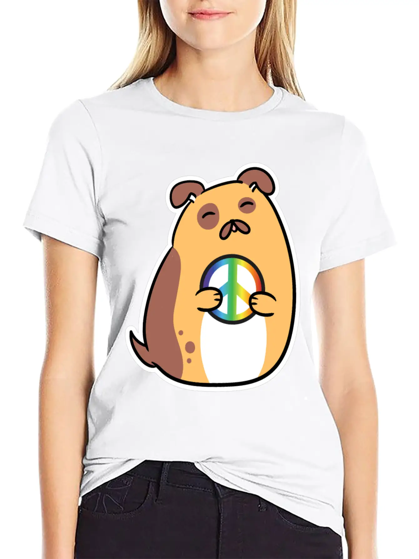 Peace Sign, Freedom, Cute Dog Relaxed Everyday Tee – Lightweight And Durable Cotton