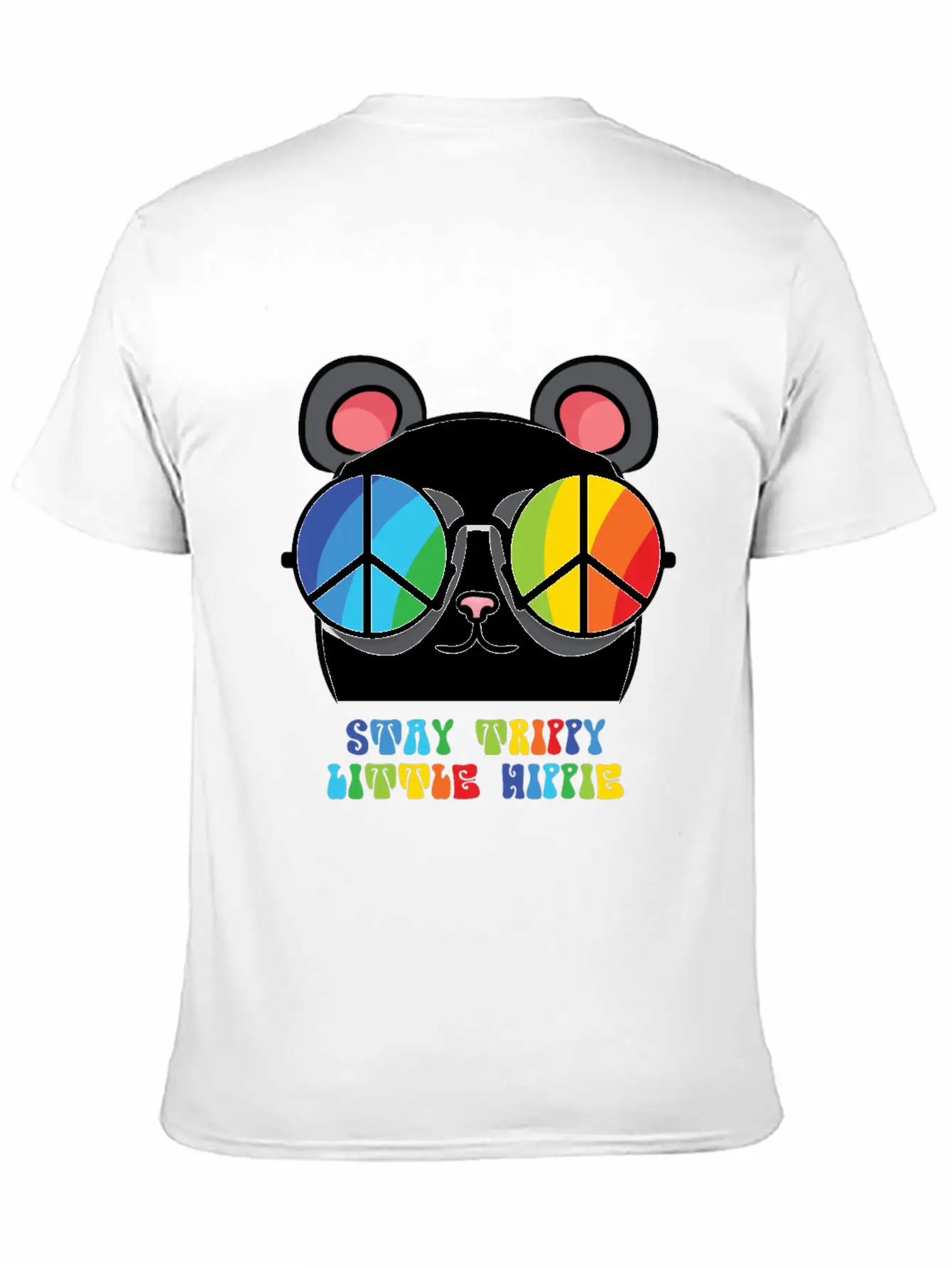 Peace Sign, Freedom, Rainbow Colors, Cute Panda Lightweight Cotton T-Shirt – Daily Comfort Graphic Shirt