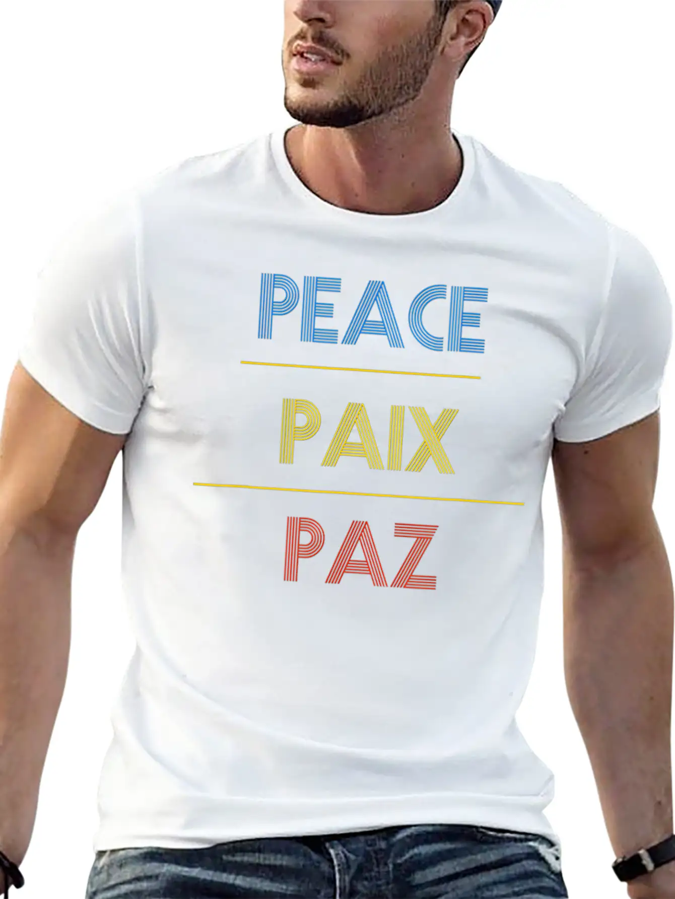 Peace Translate To French And Spanish Unisex Casual T-Shirt ��� Clean Design For Daily Comfort