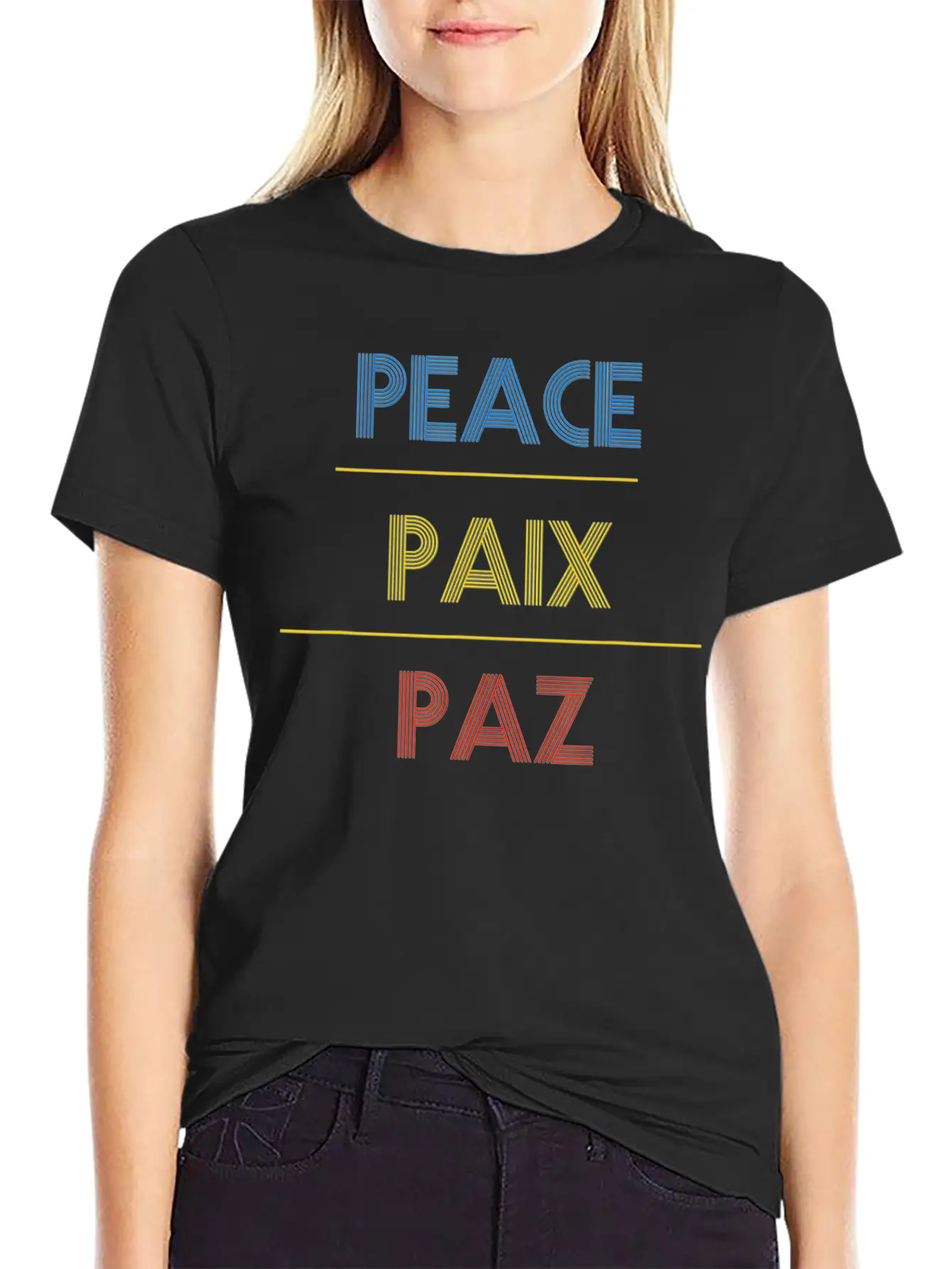 Peace Translate To French And Spanish Unisex Casual T-Shirt ��� Clean Design For Daily Comfort