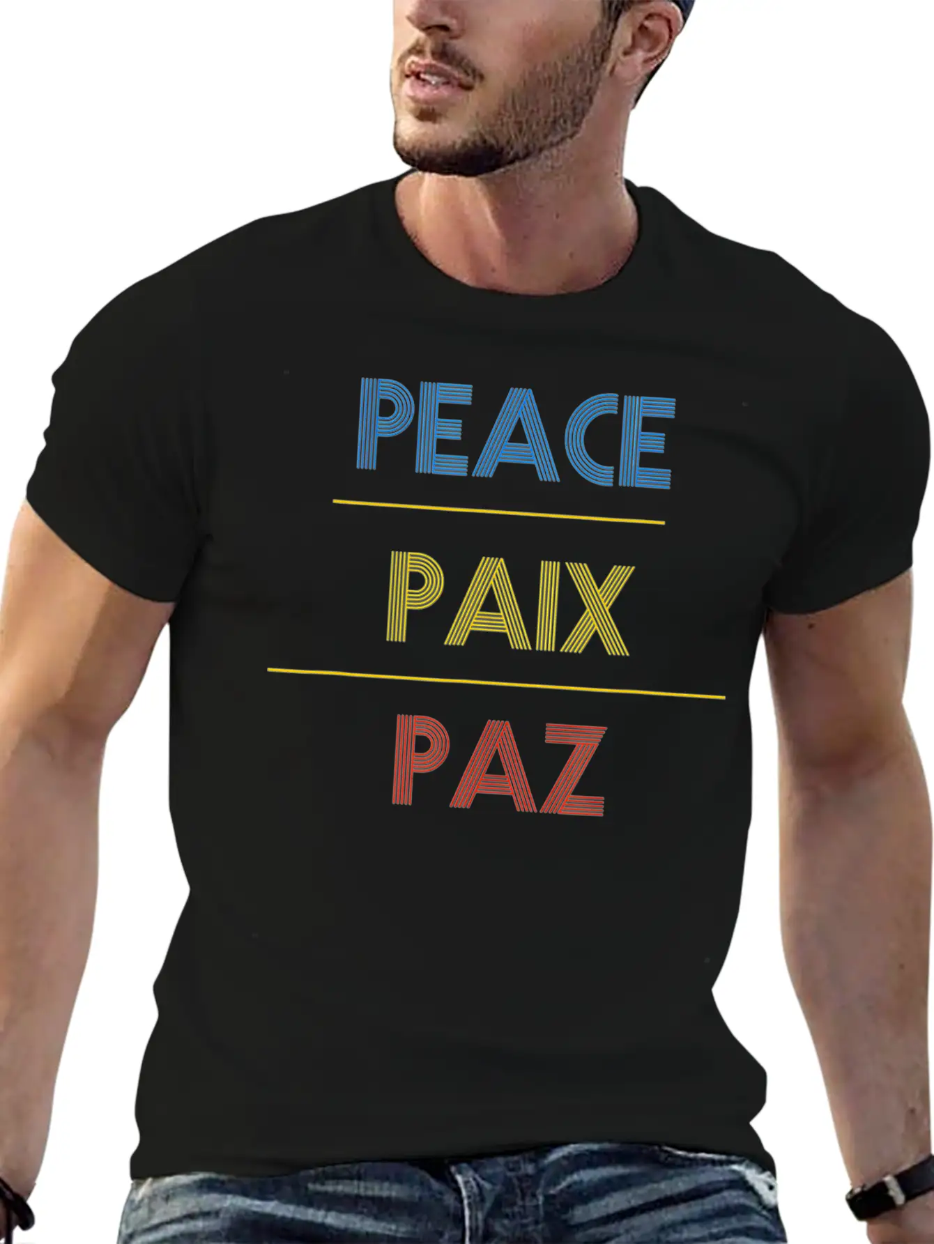 Peace Translate To French And Spanish Unisex Casual T-Shirt ��� Clean Design For Daily Comfort