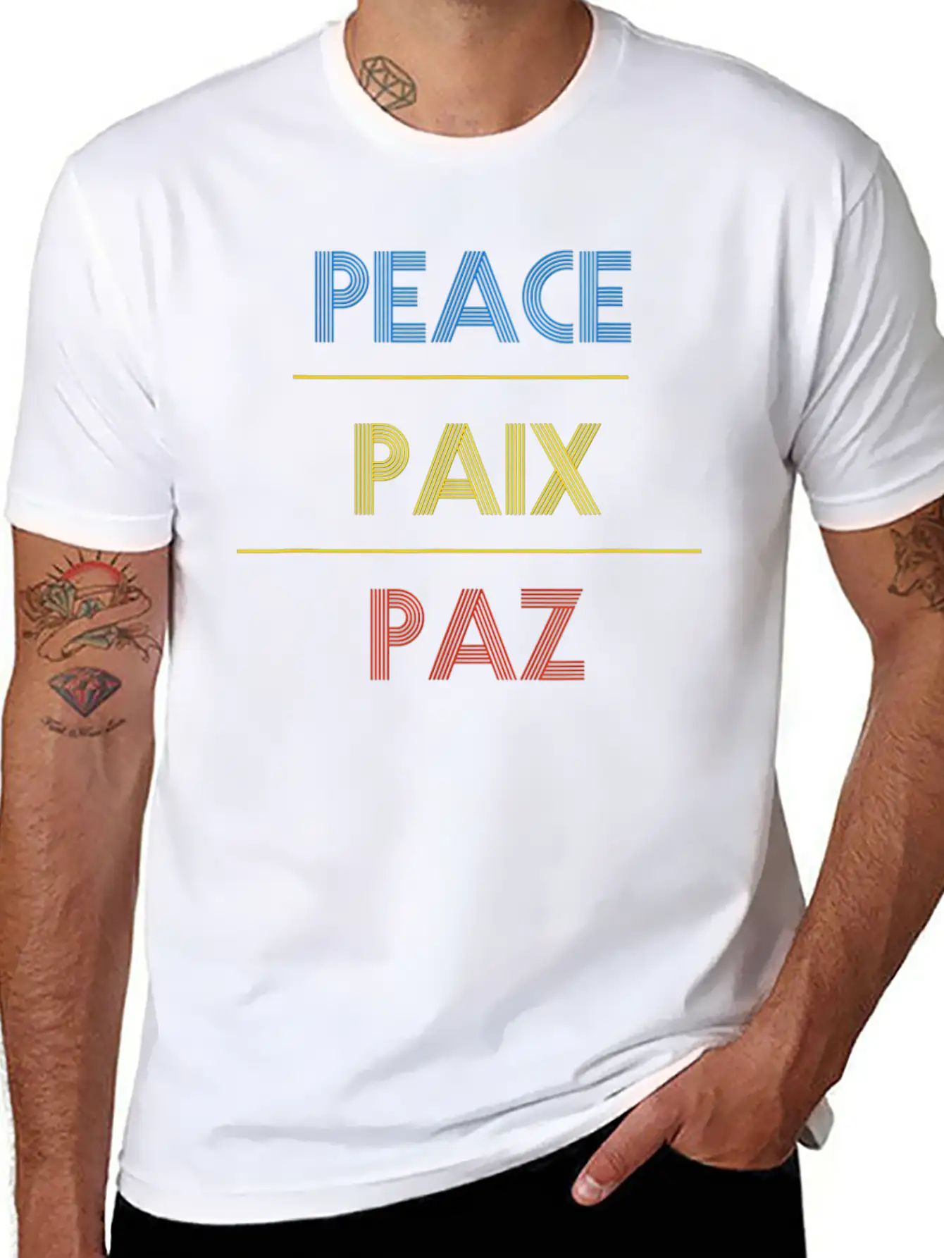 Peace Translate To French And Spanish Unisex Casual T-Shirt ��� Clean Design For Daily Comfort