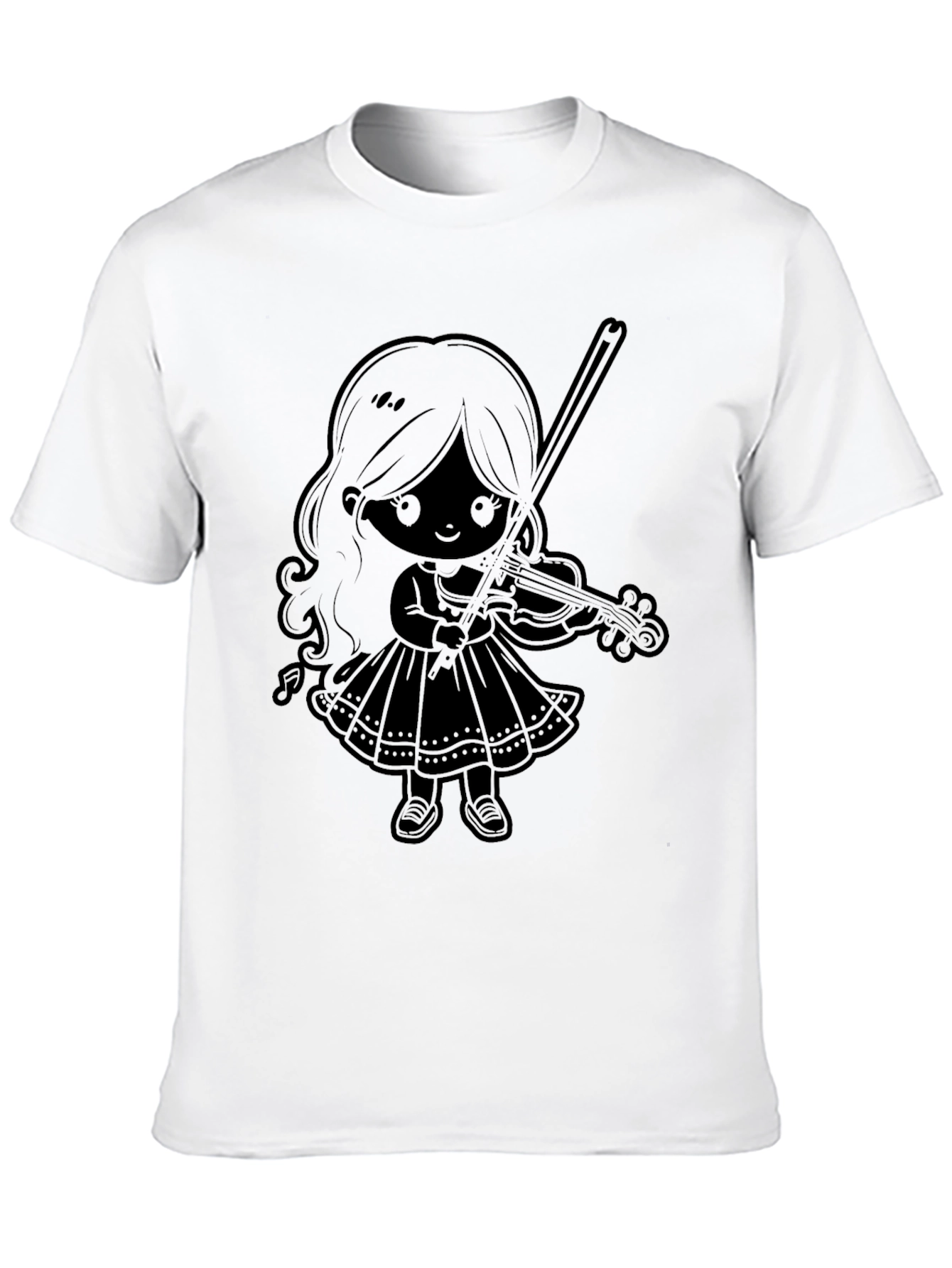 Violinist Girl Graphic Tee - Black Cotton Comfort