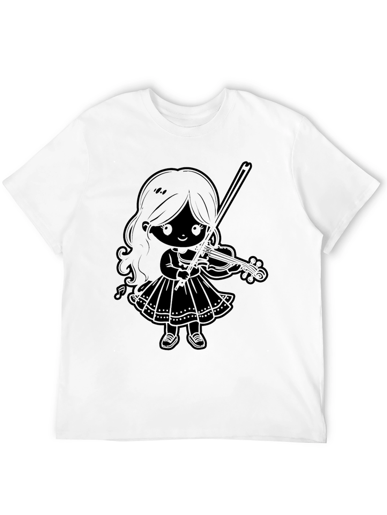 Violinist Girl Graphic Tee - Black Cotton Comfort
