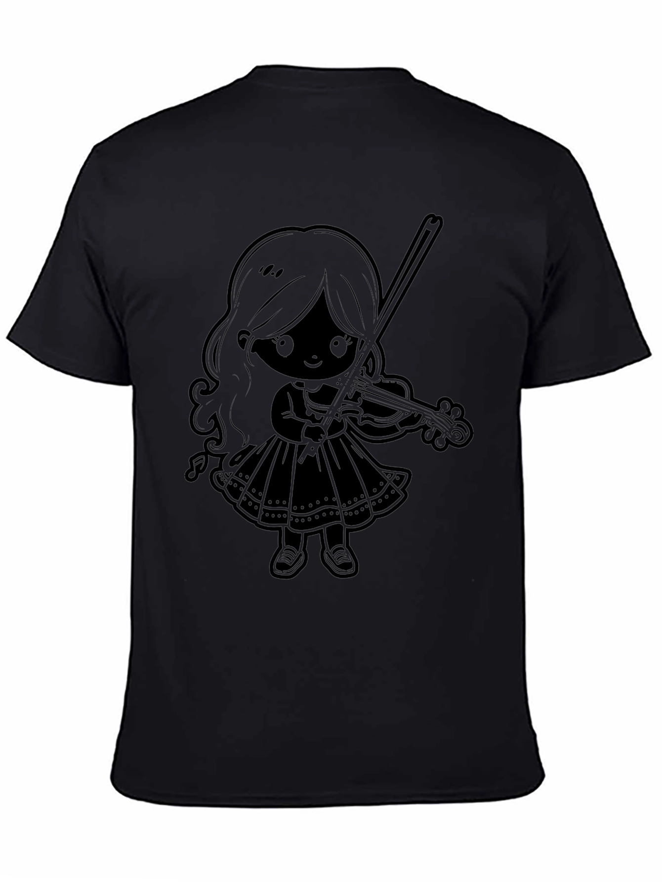 Violinist Girl Graphic Tee - Black Cotton Comfort