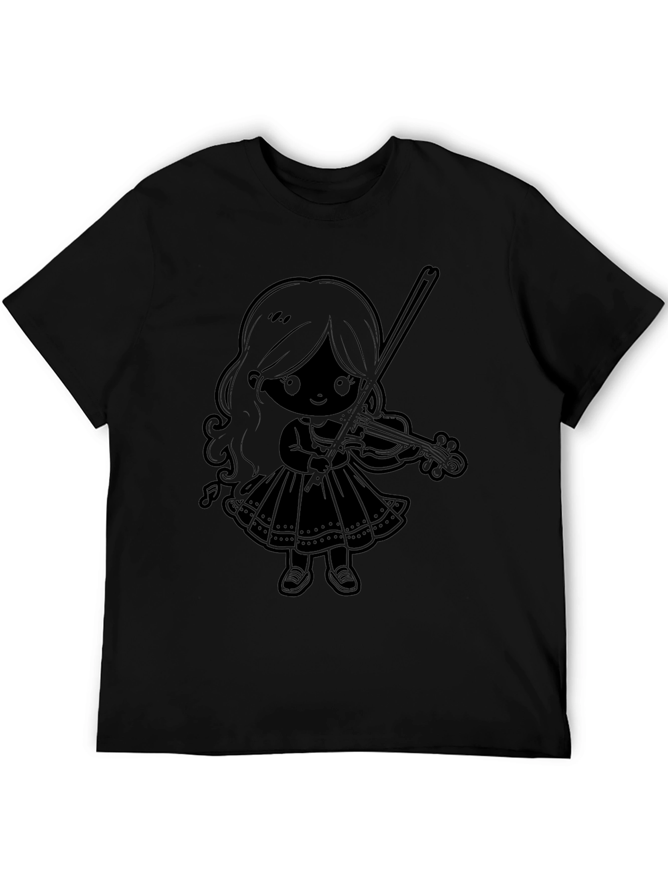 Violinist Girl Graphic Tee - Black Cotton Comfort