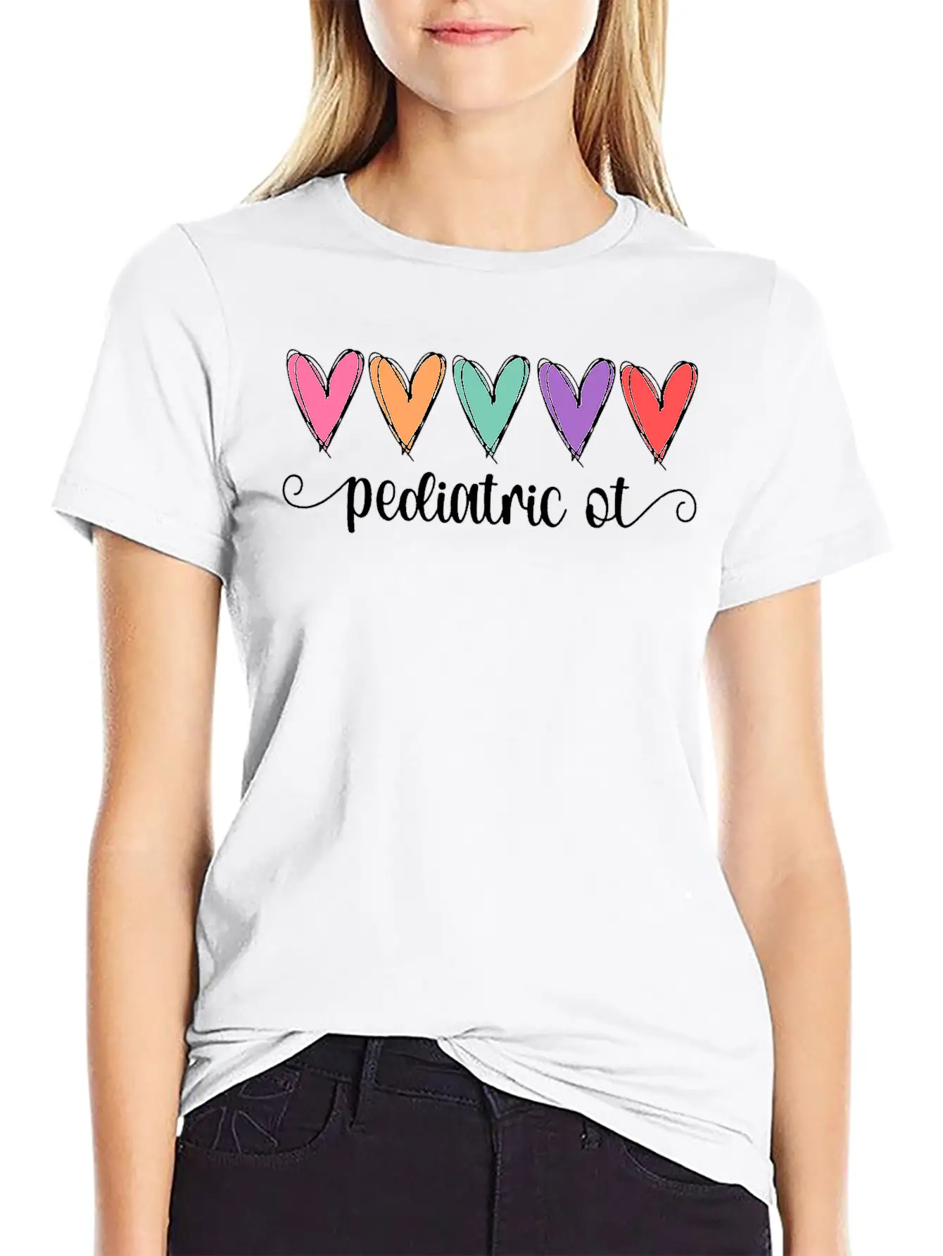 Pediatric OT Hearts Pediatric Occupational Basic Graphic T-Shirt – Daily Comfort In Soft Cotton