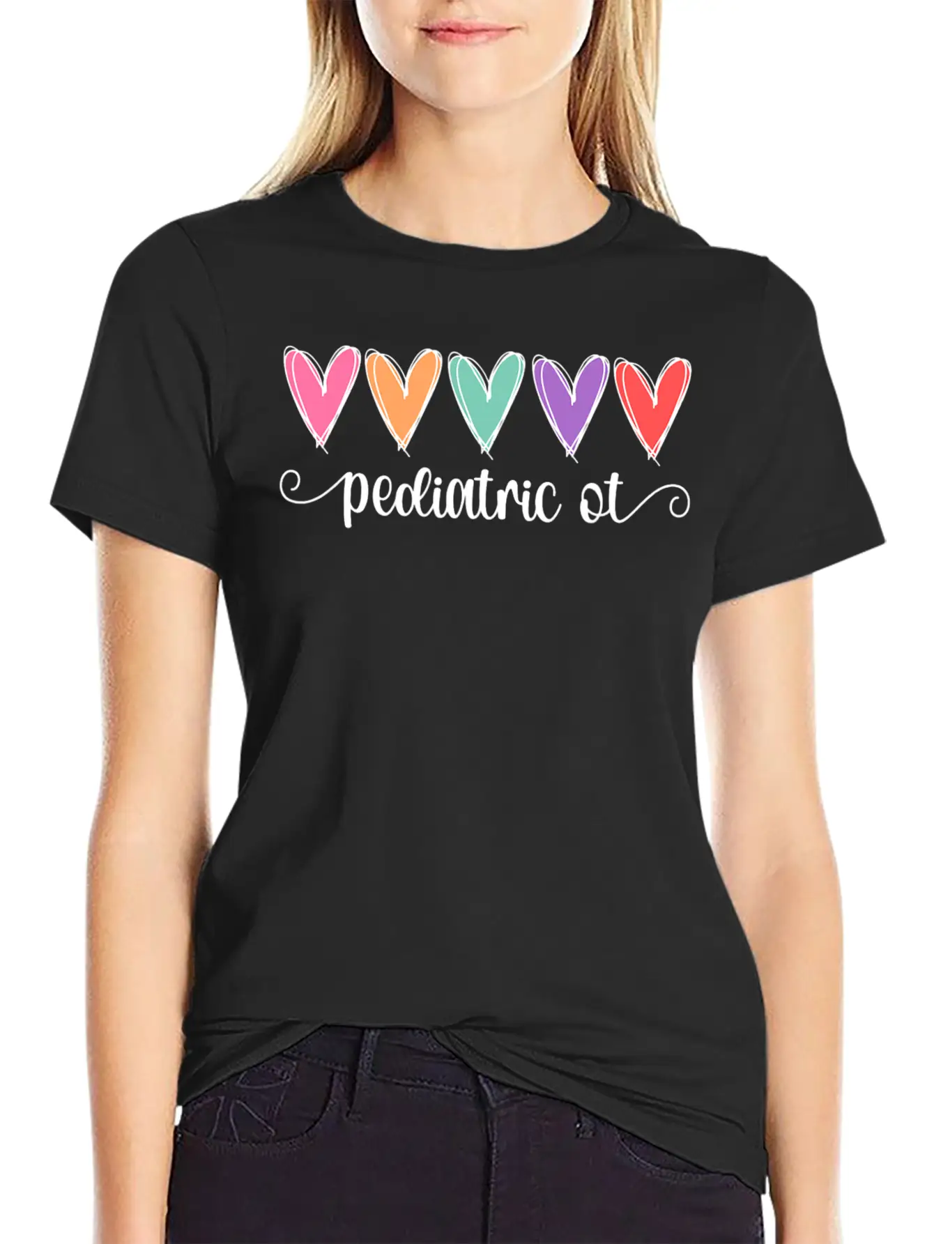 Pediatric OT Hearts Pediatric Occupational Basic Graphic T-Shirt – Daily Comfort In Soft Cotton