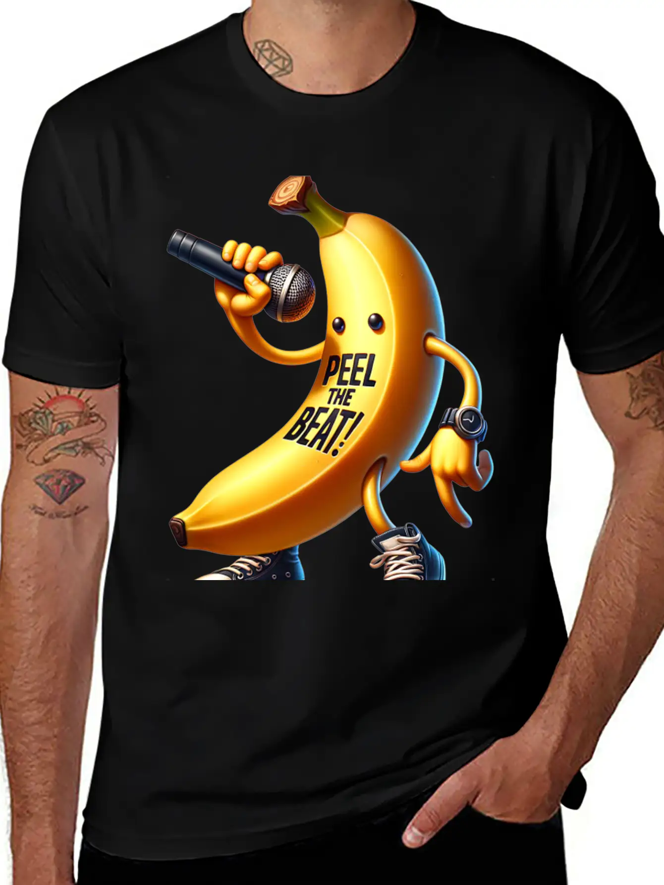 Peel The Beat Banana With Microphone Classic Fit Graphic Tee For Daily Comfort – Unisex Cotton Shirt