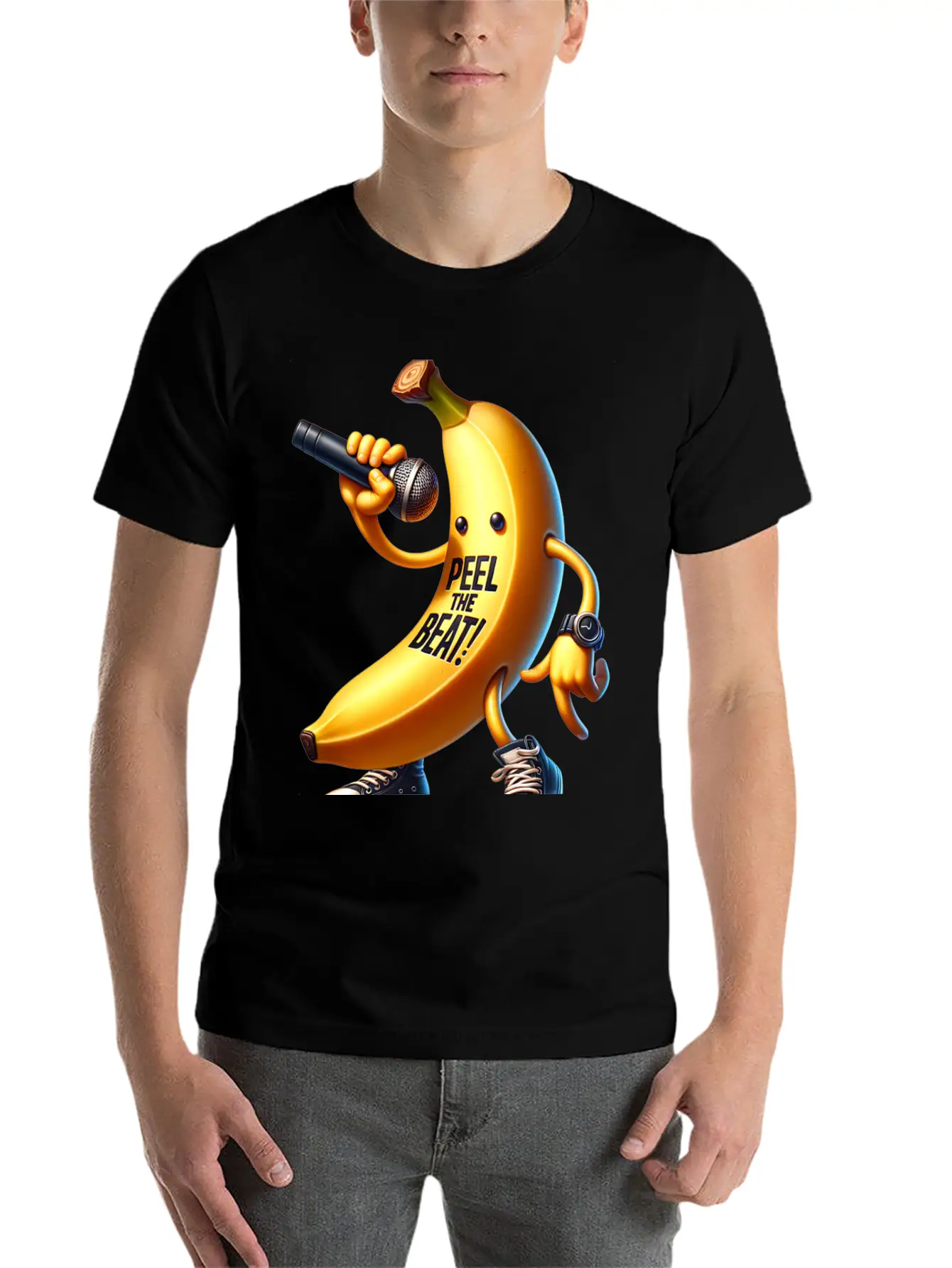 Peel The Beat Banana With Microphone Classic Fit Graphic Tee For Daily Comfort – Unisex Cotton Shirt