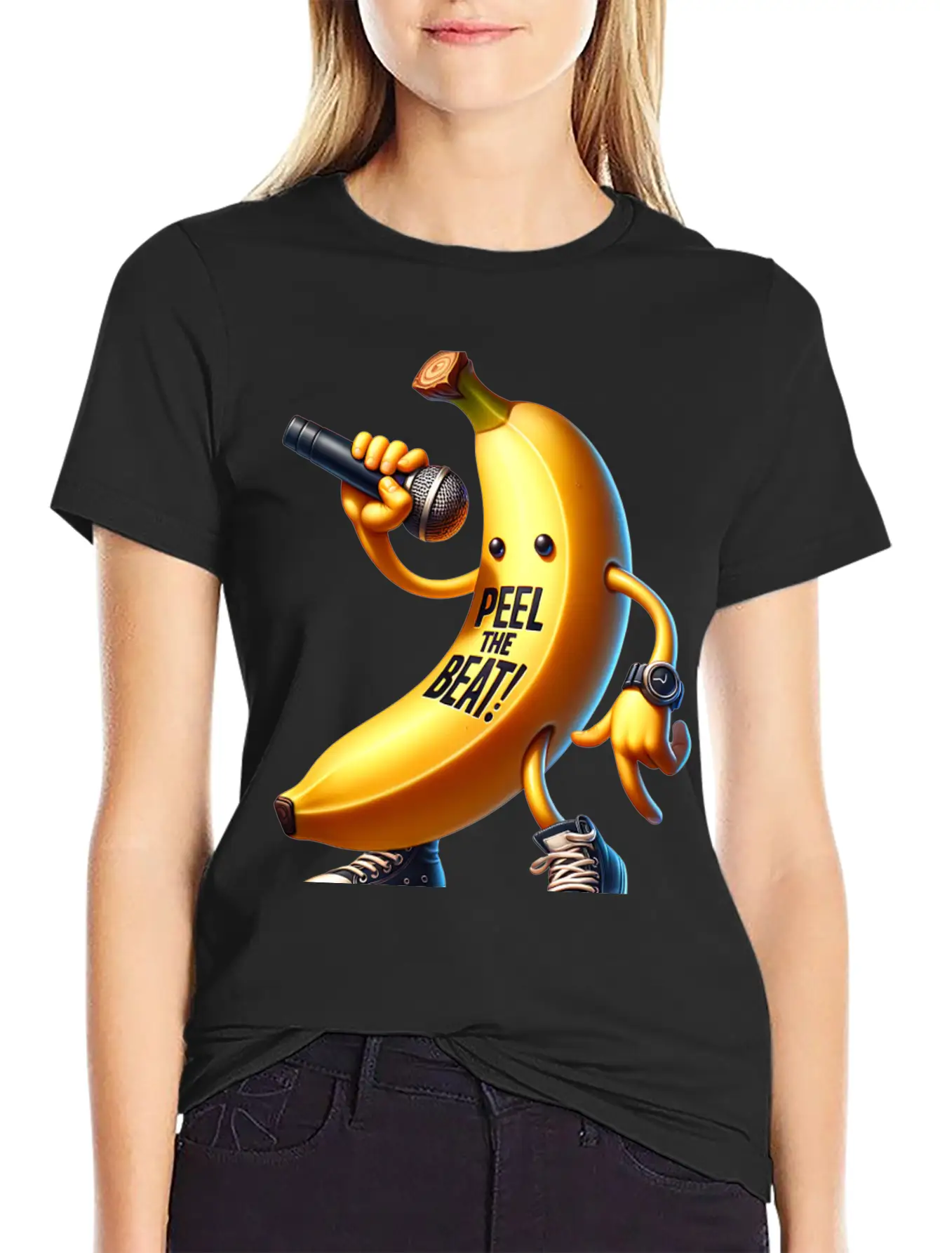 Peel The Beat Banana With Microphone Classic Fit Graphic Tee For Daily Comfort – Unisex Cotton Shirt