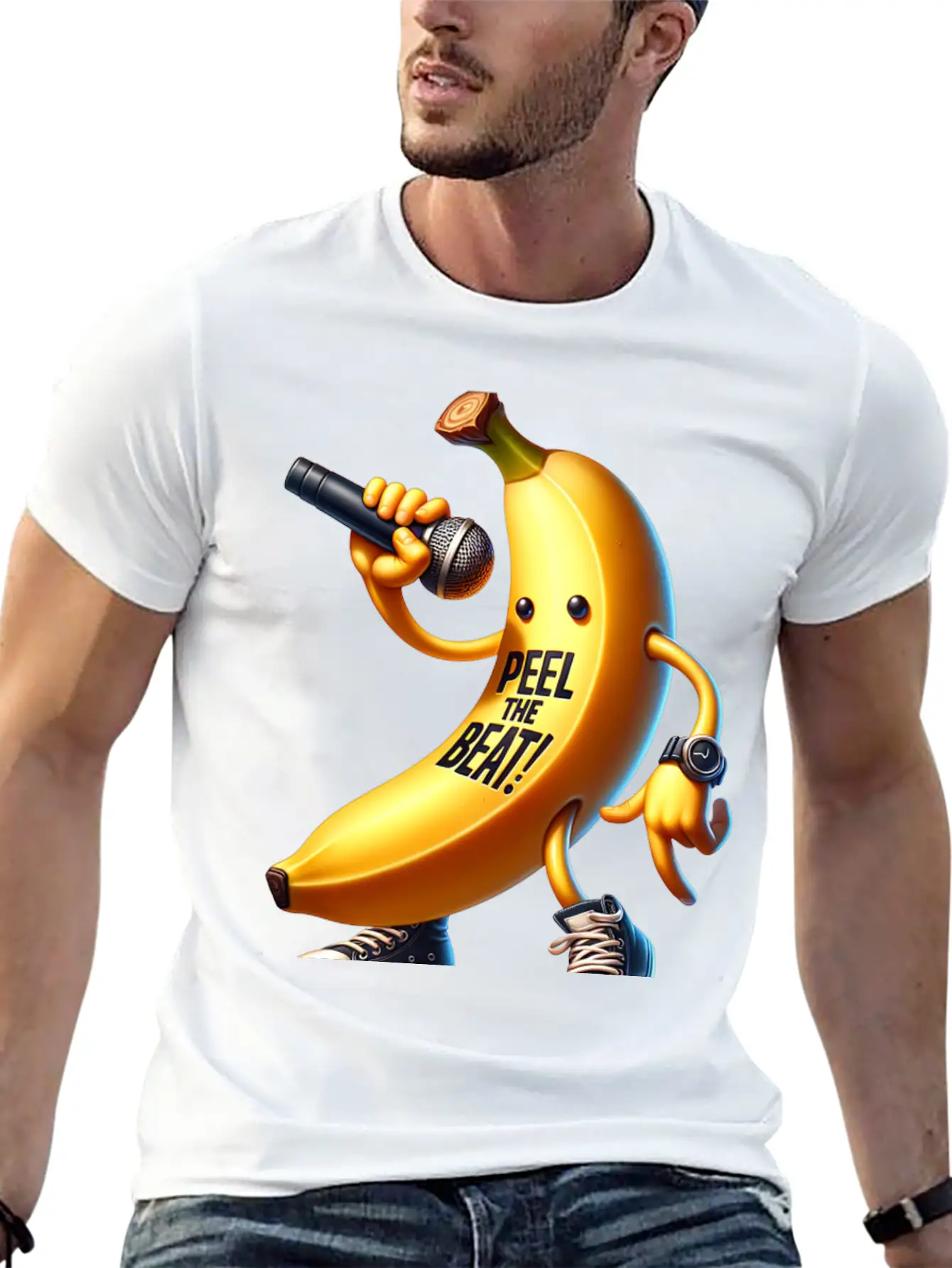 Peel The Beat Banana With Microphone Classic Fit Graphic Tee For Daily Comfort – Unisex Cotton Shirt