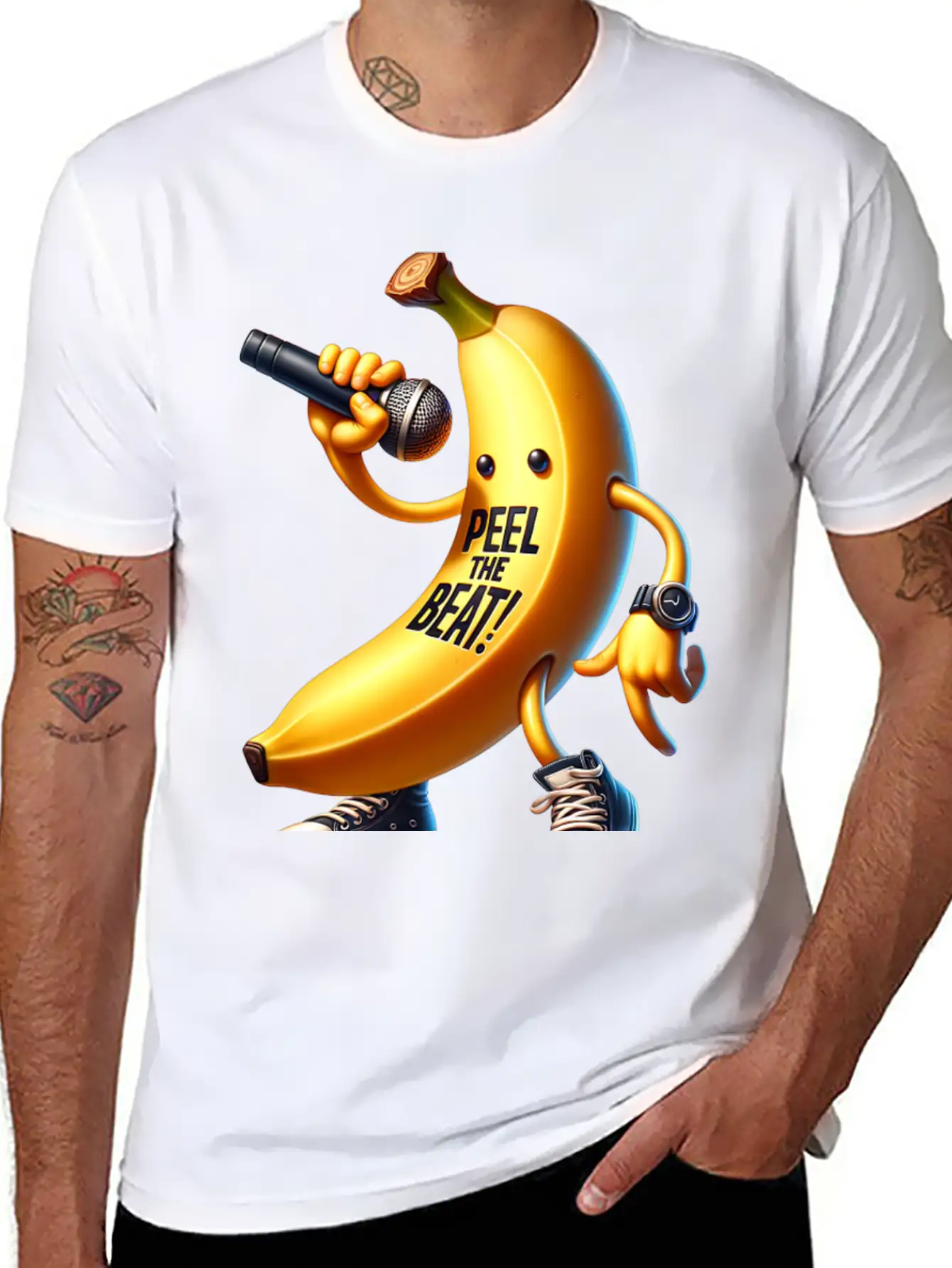 Peel The Beat Banana With Microphone Classic Fit Graphic Tee For Daily Comfort – Unisex Cotton Shirt
