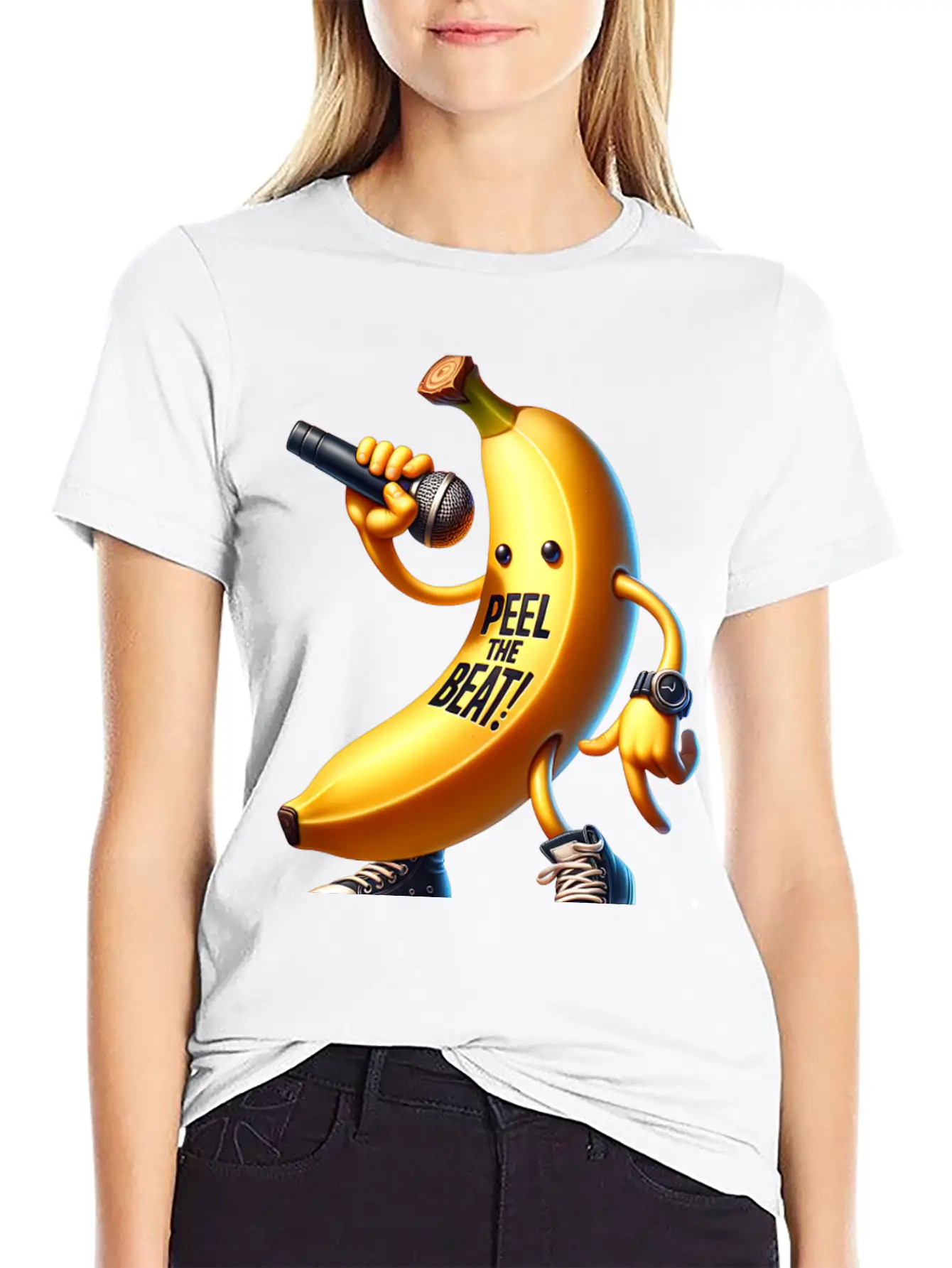 Peel The Beat Banana With Microphone Classic Fit Graphic Tee For Daily Comfort – Unisex Cotton Shirt