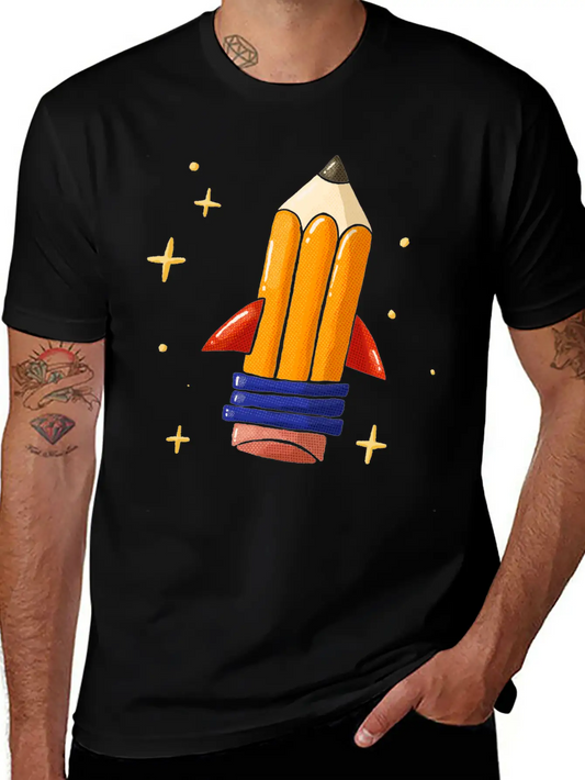 Pencil Rocket Classic Fit Graphic Tee For Daily Comfort – Unisex Cotton Shirt