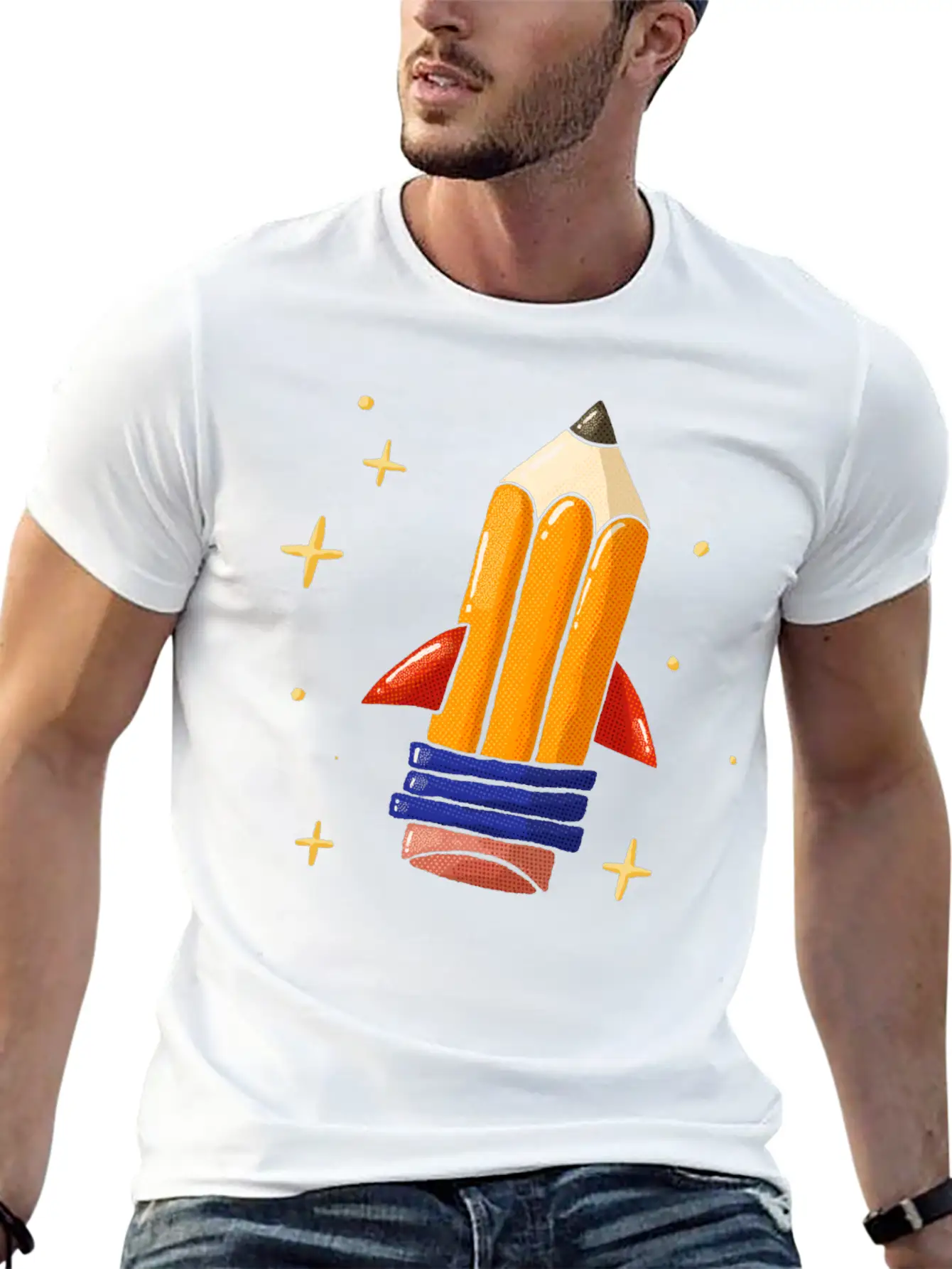 Pencil Rocket Classic Fit Graphic Tee For Daily Comfort – Unisex Cotton Shirt