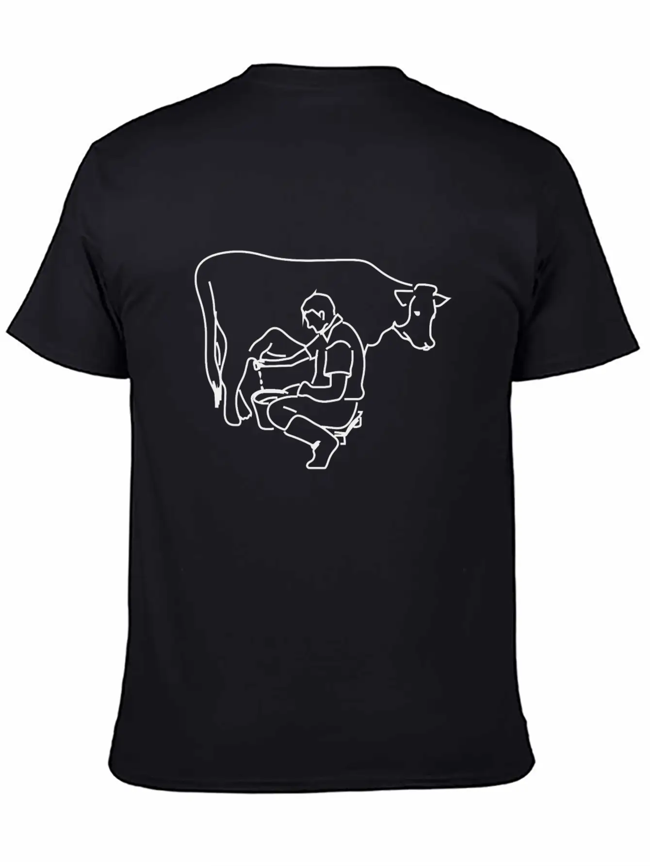 Person Milking A Cow Line Art Essential Cotton Tee For Daily Outfits – Unisex Style
