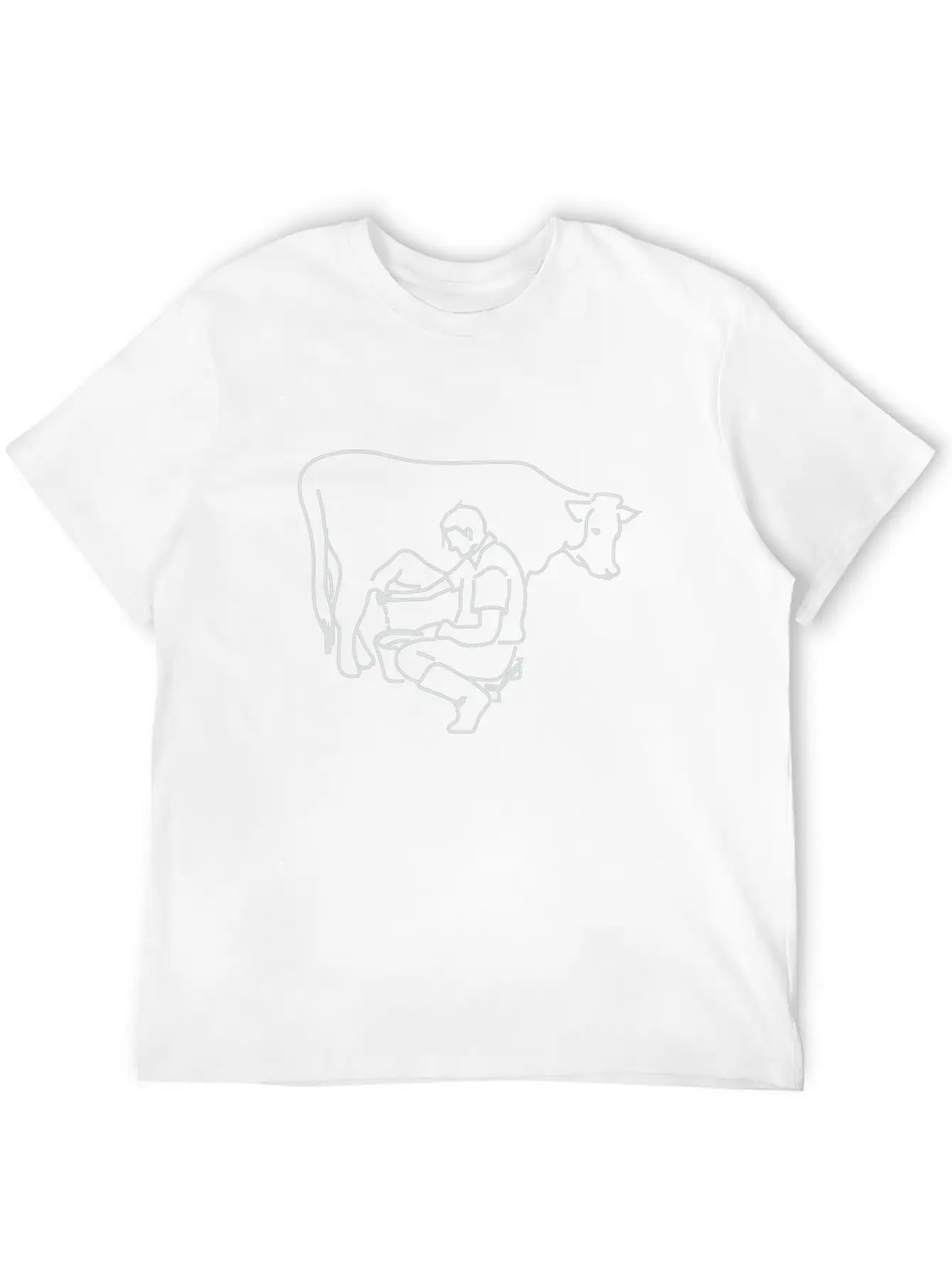 Person Milking A Cow Line Art Essential Cotton Tee For Daily Outfits – Unisex Style