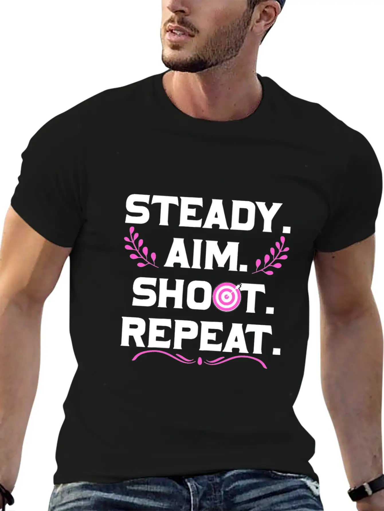 Personalised Gift Steady Aim Shoot Repeat Archery Lightweight Cotton T-Shirt – Daily Comfort Graphic Shirt