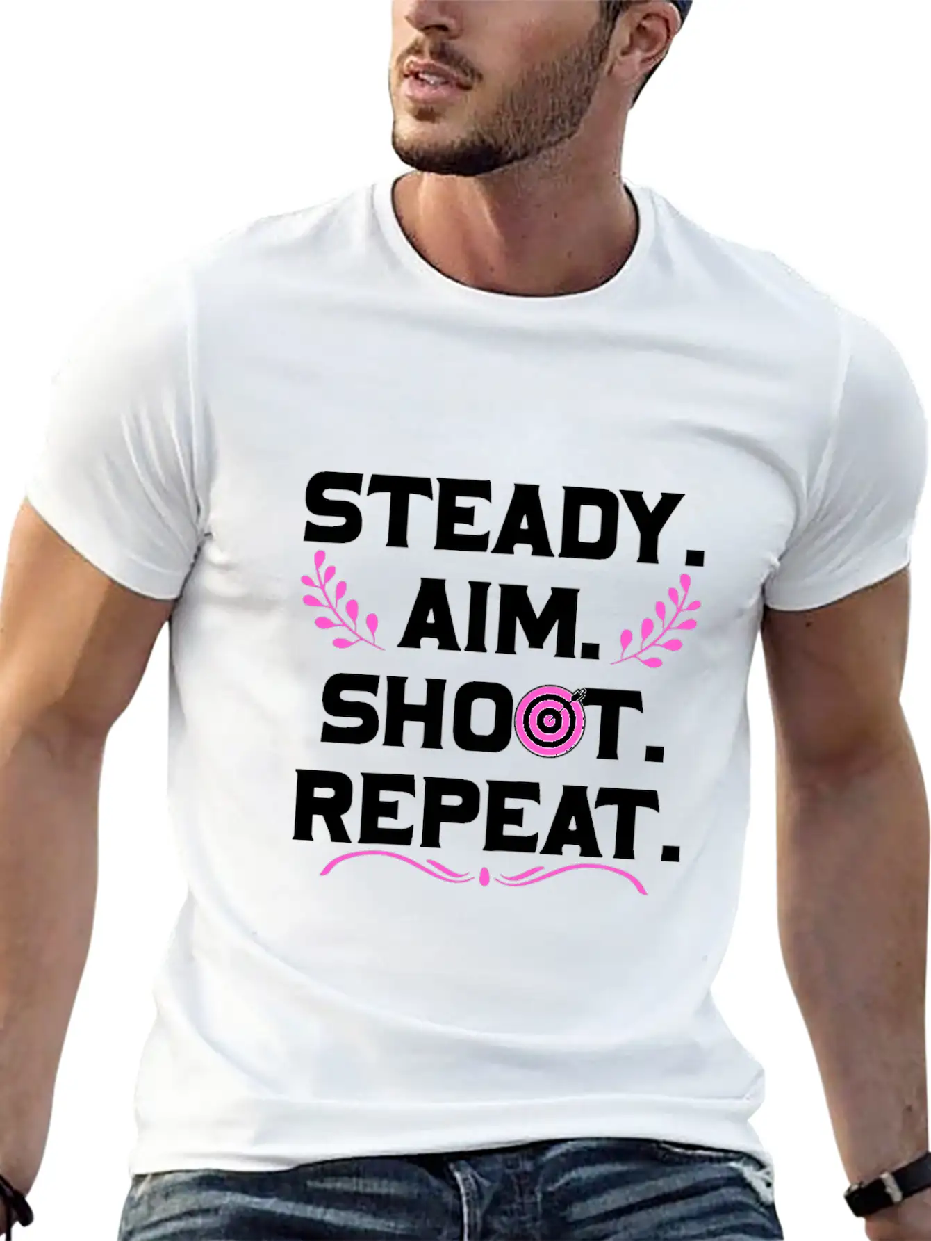 Personalised Gift Steady Aim Shoot Repeat Archery Lightweight Cotton T-Shirt – Daily Comfort Graphic Shirt