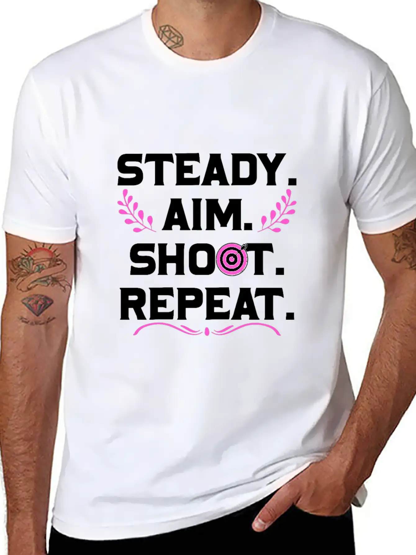 Personalised Gift Steady Aim Shoot Repeat Archery Lightweight Cotton T-Shirt – Daily Comfort Graphic Shirt