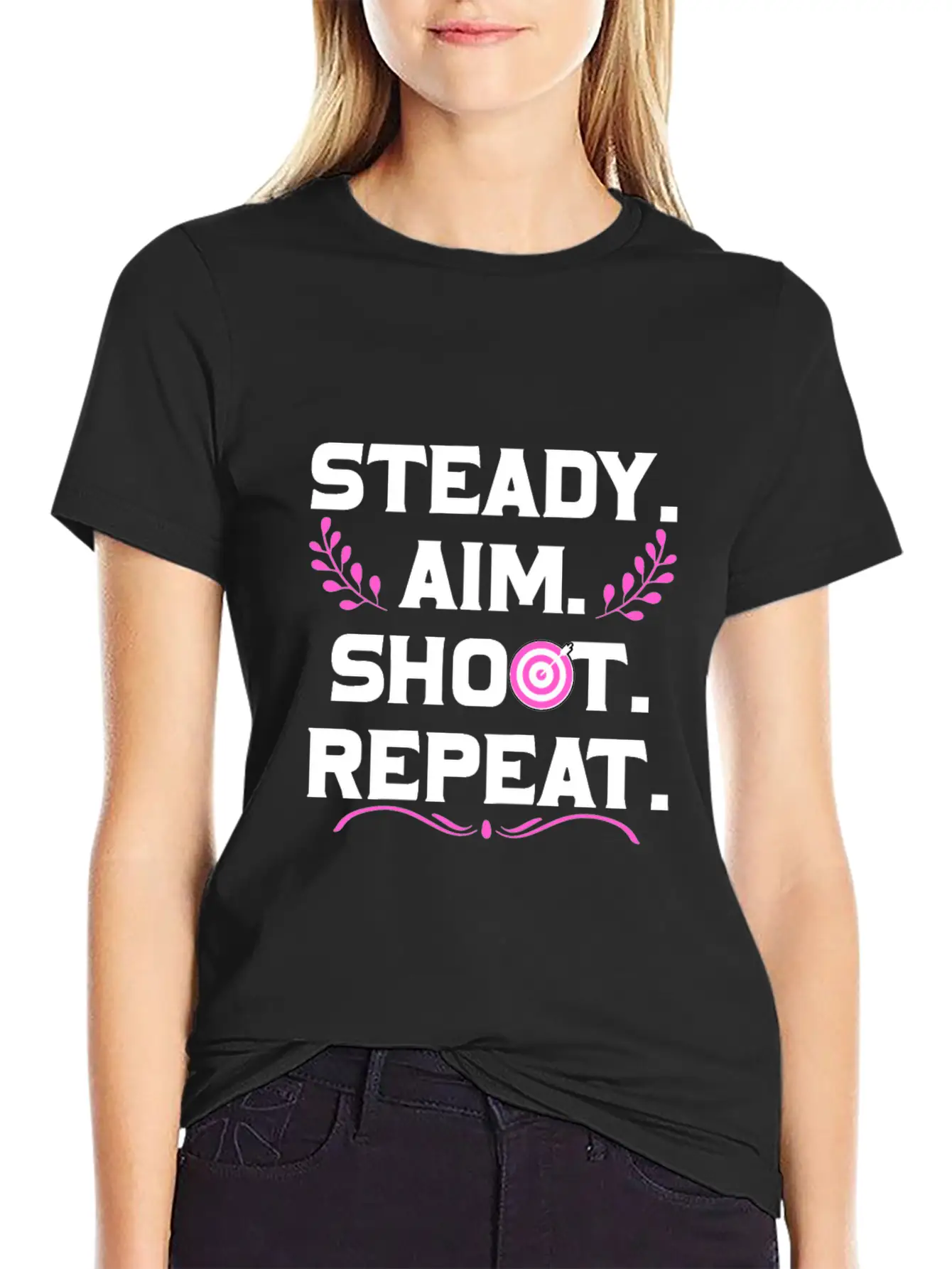 Personalised Gift Steady Aim Shoot Repeat Archery Lightweight Cotton T-Shirt – Daily Comfort Graphic Shirt
