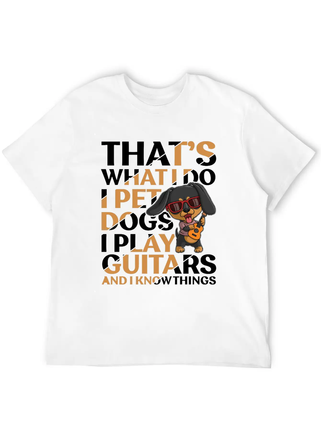 Pet Dogs & Guitar Soft Cotton Short Sleeve Tee – Unisex Wardrobe Staple