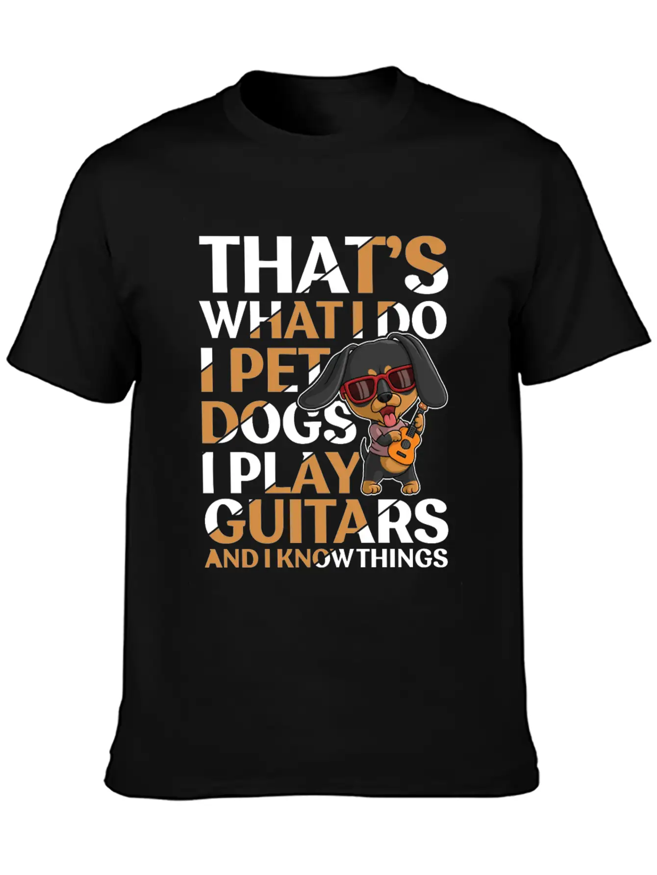 Pet Dogs & Guitar Soft Cotton Short Sleeve Tee – Unisex Wardrobe Staple